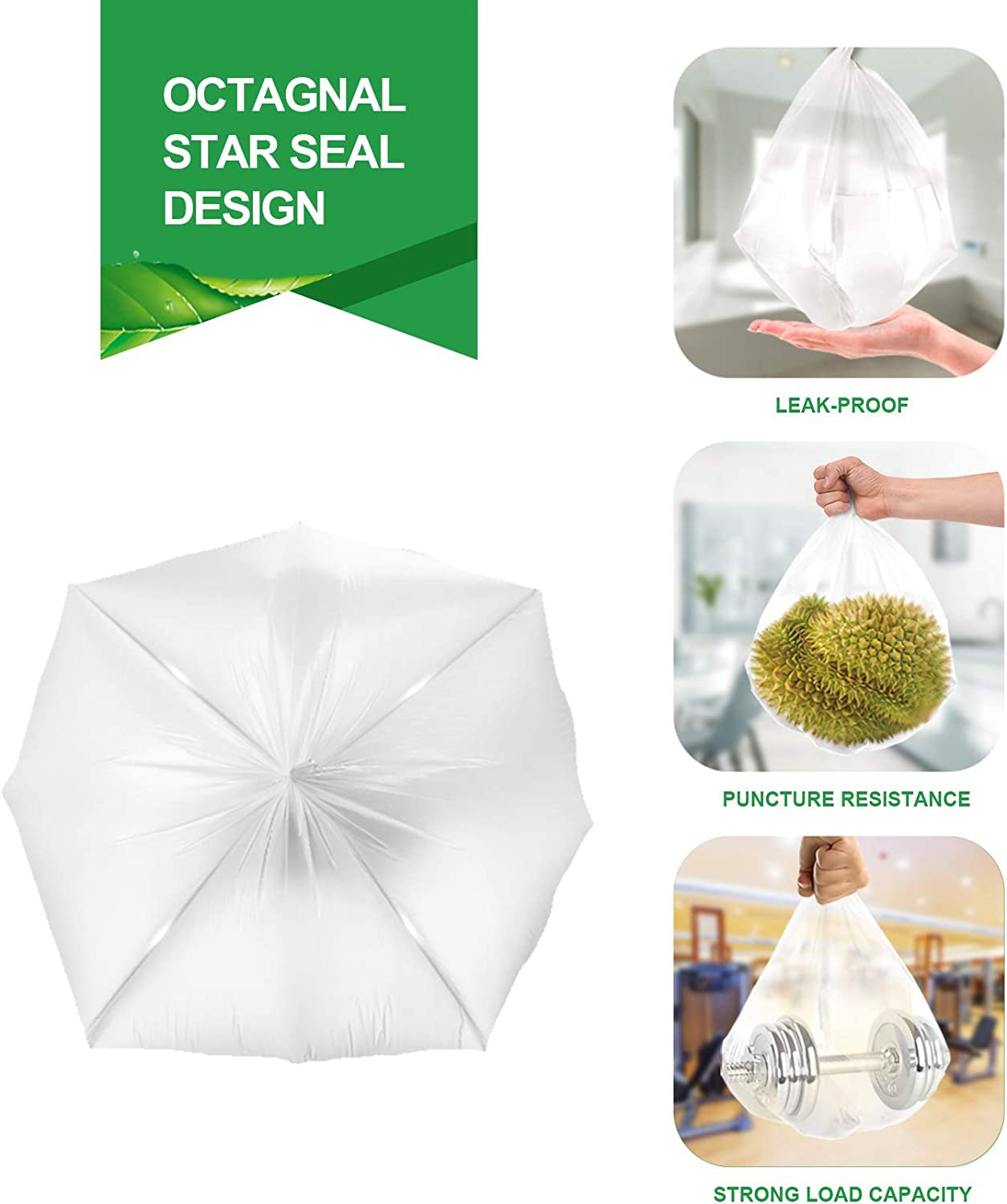 Clear Small Trash Bags 2.6 Gallon Garbage Bags Wastebasket Bin Liners 220 Count Plastic Trash Bags for Bathroom Bedroom Office Garbage Can 10 Liters - Durable & Thick Trash Bag