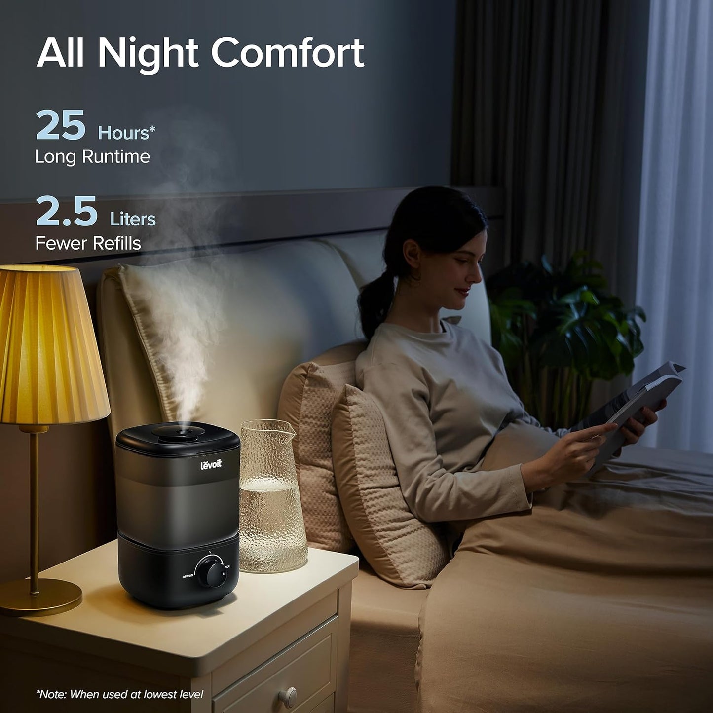 Classic 160 Top-Fill Ultrasonic Cool Mist Humidifier, Super Easy to Fill and Clean, Quiet Operation for Bedroom Home Baby & Plants, Auto Shut-Off for Safety, 360ยฐ Rotating Nozzle, 2.5L, Black