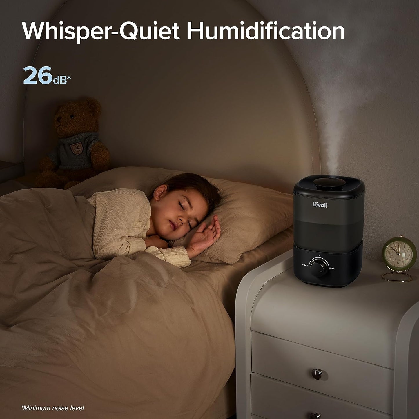 Classic 160 Top-Fill Ultrasonic Cool Mist Humidifier, Super Easy to Fill and Clean, Quiet Operation for Bedroom Home Baby & Plants, Auto Shut-Off for Safety, 360ยฐ Rotating Nozzle, 2.5L, Black