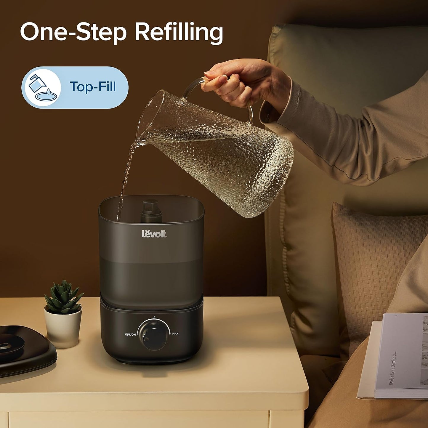 Classic 160 Top-Fill Ultrasonic Cool Mist Humidifier, Super Easy to Fill and Clean, Quiet Operation for Bedroom Home Baby & Plants, Auto Shut-Off for Safety, 360ยฐ Rotating Nozzle, 2.5L, Black