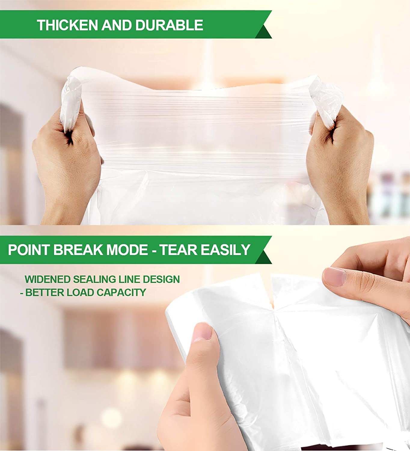 Clear Small Trash Bags 2.6 Gallon Garbage Bags Wastebasket Bin Liners 220 Count Plastic Trash Bags for Bathroom Bedroom Office Garbage Can 10 Liters - Durable & Thick Trash Bag