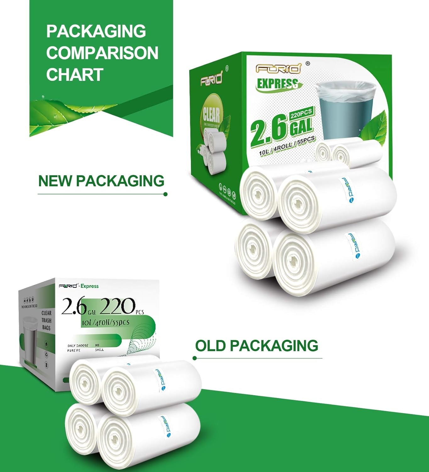Clear Small Trash Bags 2.6 Gallon Garbage Bags Wastebasket Bin Liners 220 Count Plastic Trash Bags for Bathroom Bedroom Office Garbage Can 10 Liters - Durable & Thick Trash Bag