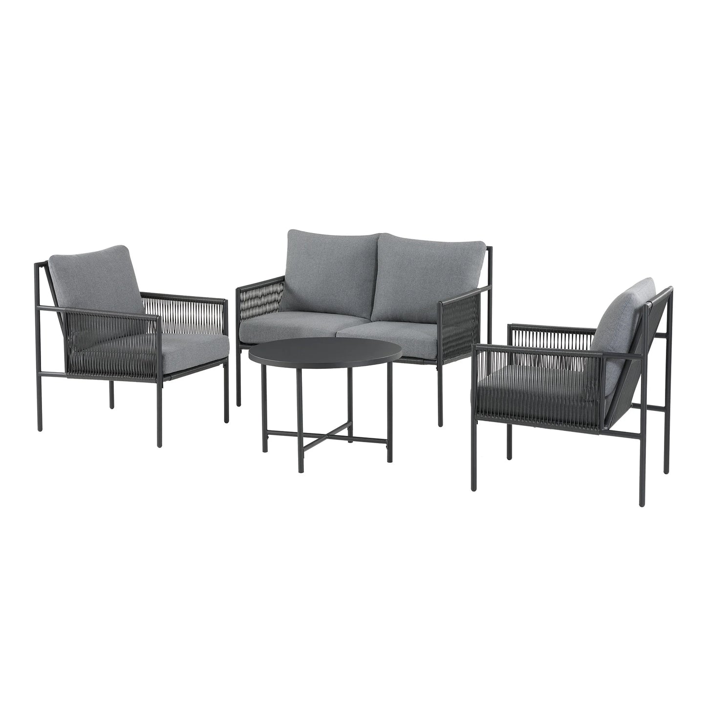 Logan 4-Piece Outdoor Conversation Set, Dark Gray