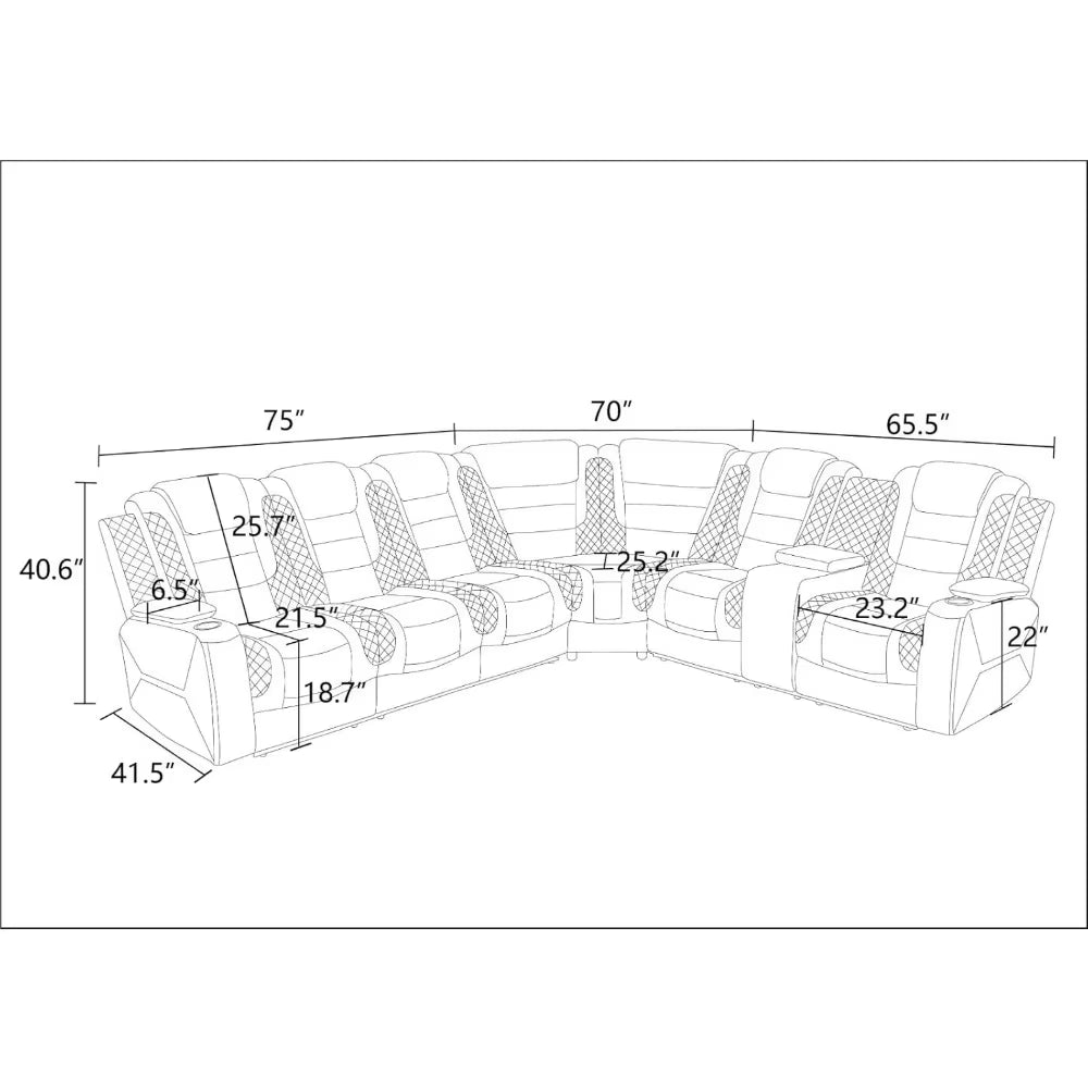 Power Recliner Living Room Set with LED for Living Room, Dormitory, Guest House, Playroom, Airbnb,Apartment Recliner Chair