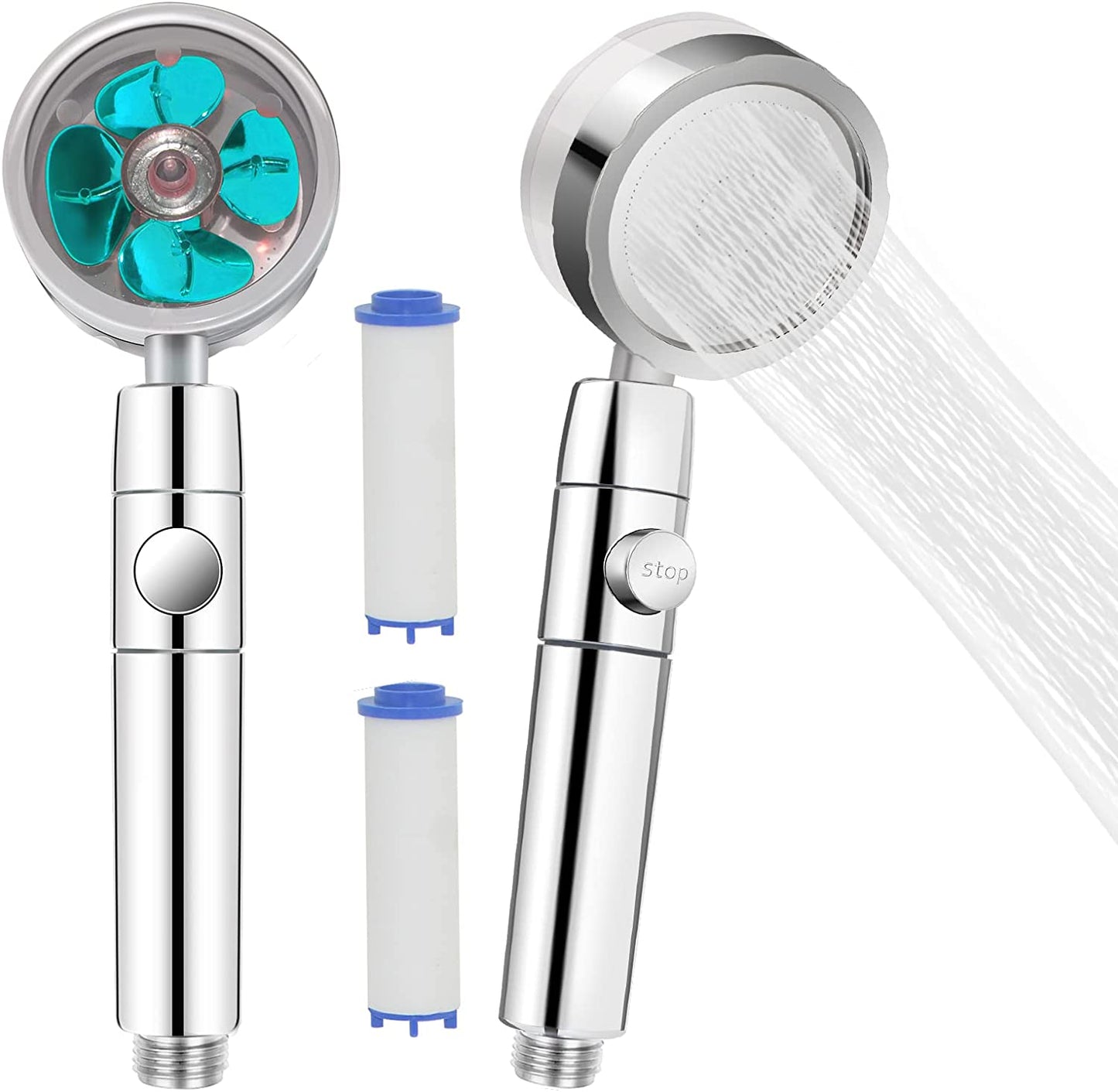 High Pressure Fan Shower Heads (Blue)