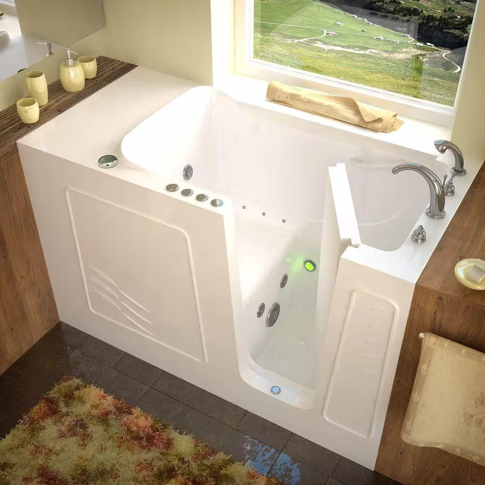 Nova Heated 5 Ft. Walk-In Air and Whirlpool Jetted Tub in White with Chrome Trim