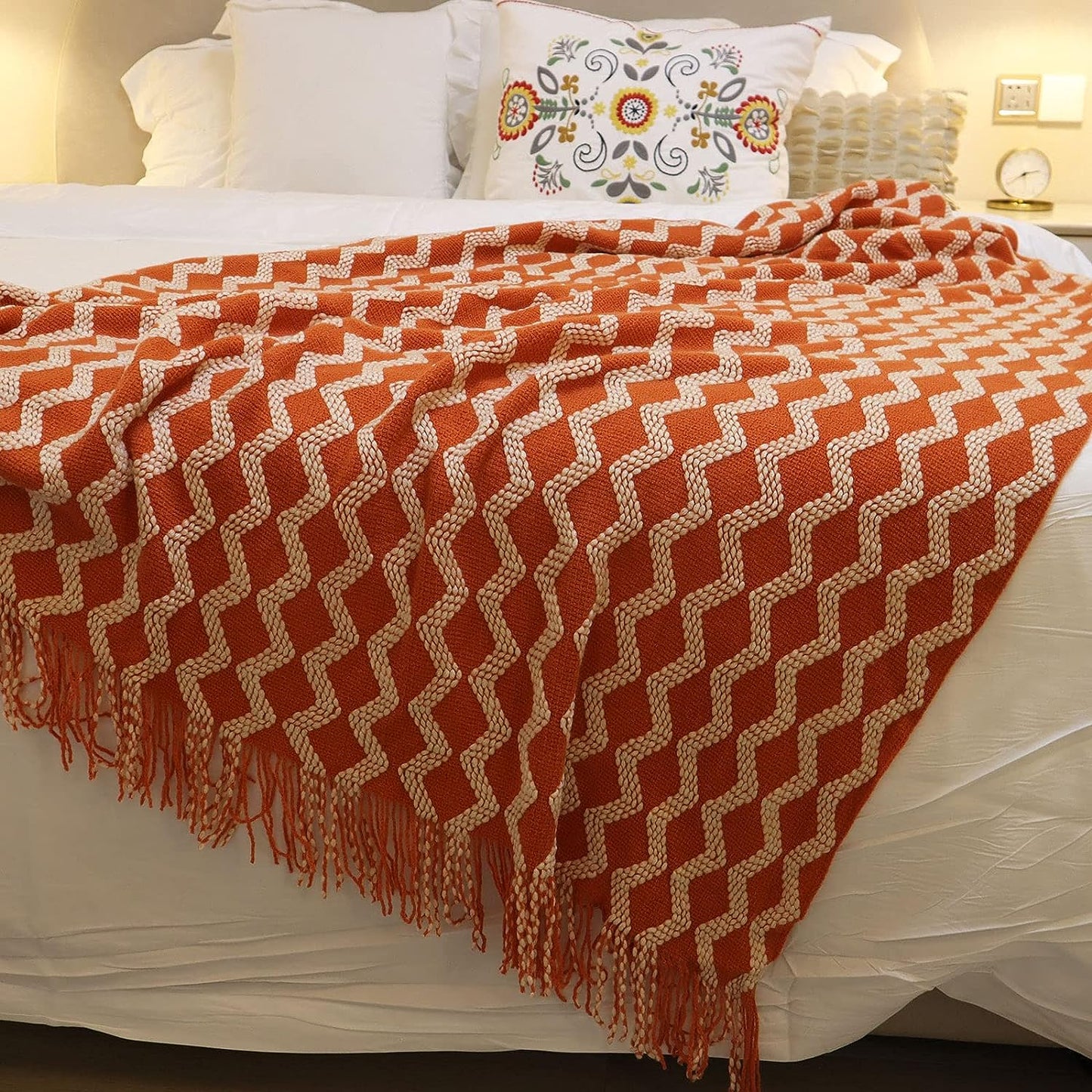 Throw Blanket for Couch, Fall Throw Blanket, 50 X 68 Inches, Light Orange