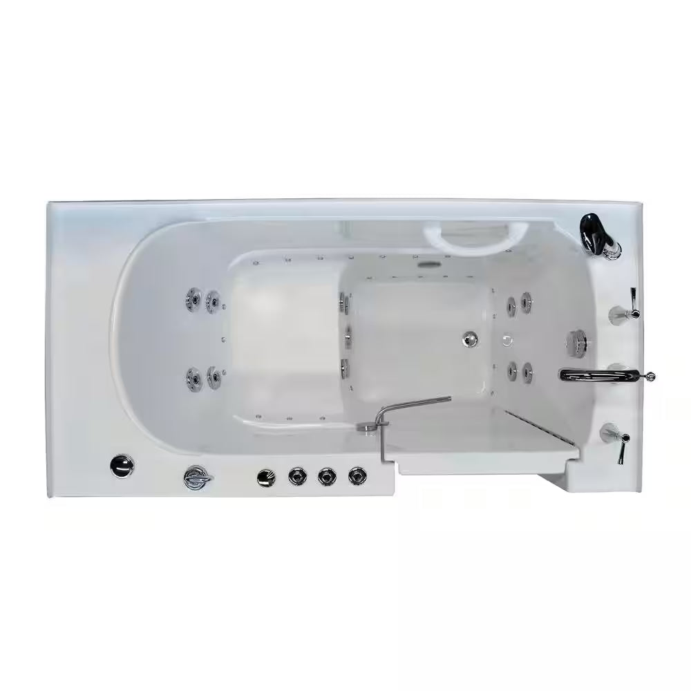 Nova Heated 5 Ft. Walk-In Air and Whirlpool Jetted Tub in White with Chrome Trim