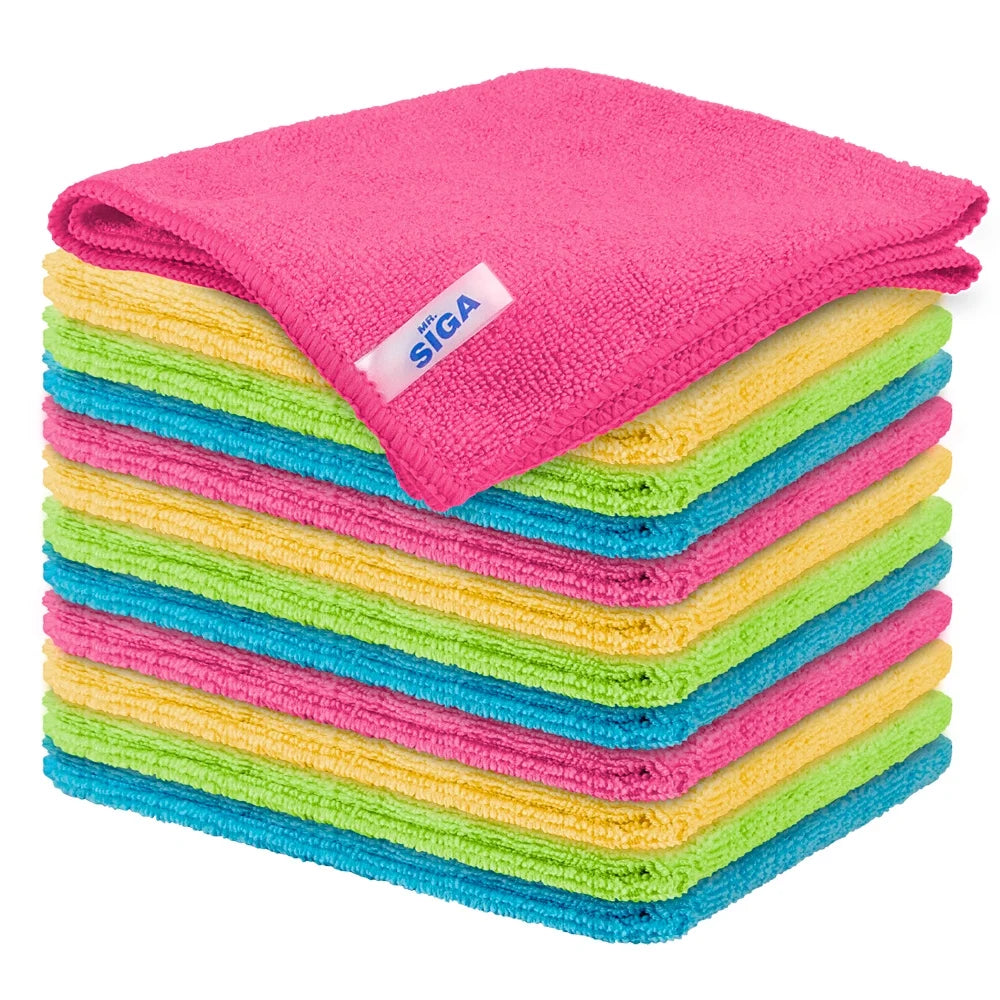 Microfiber Cleaning Cloth for Kitchen, Household & Car Cleaning, Pack of 12, Size: 12.6" X 12.6"