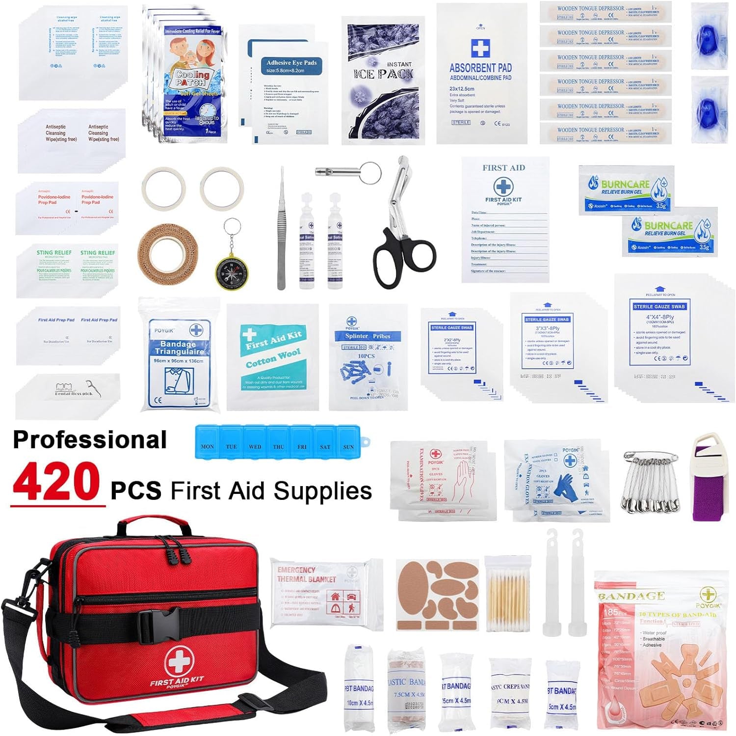 Ultimate 420-Piece Comprehensive First Aid Kit for Home, Travel, Sports, and Outdoor Adventures - Essential Emergency Medical Supplies for Every Situation