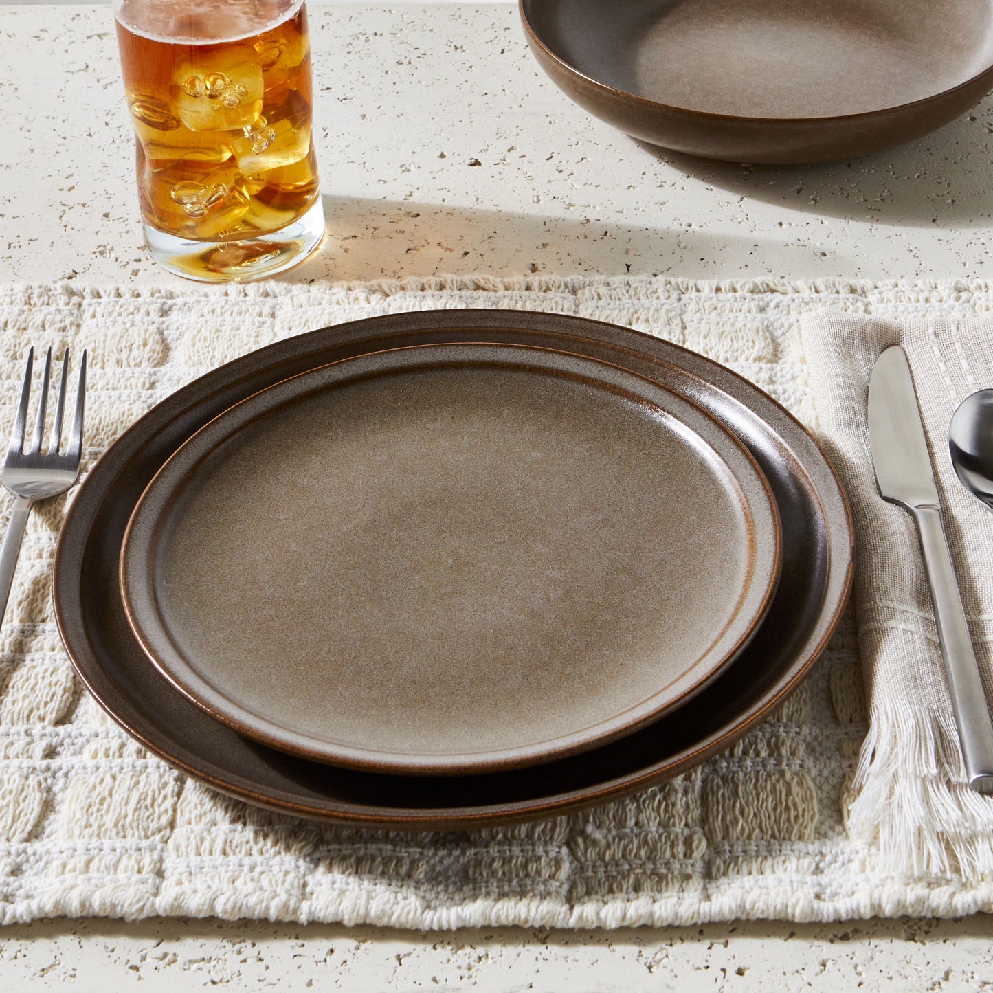 Better Homes and Gardens Banks Brown 12-Piece Stoneware Dinnerware Set