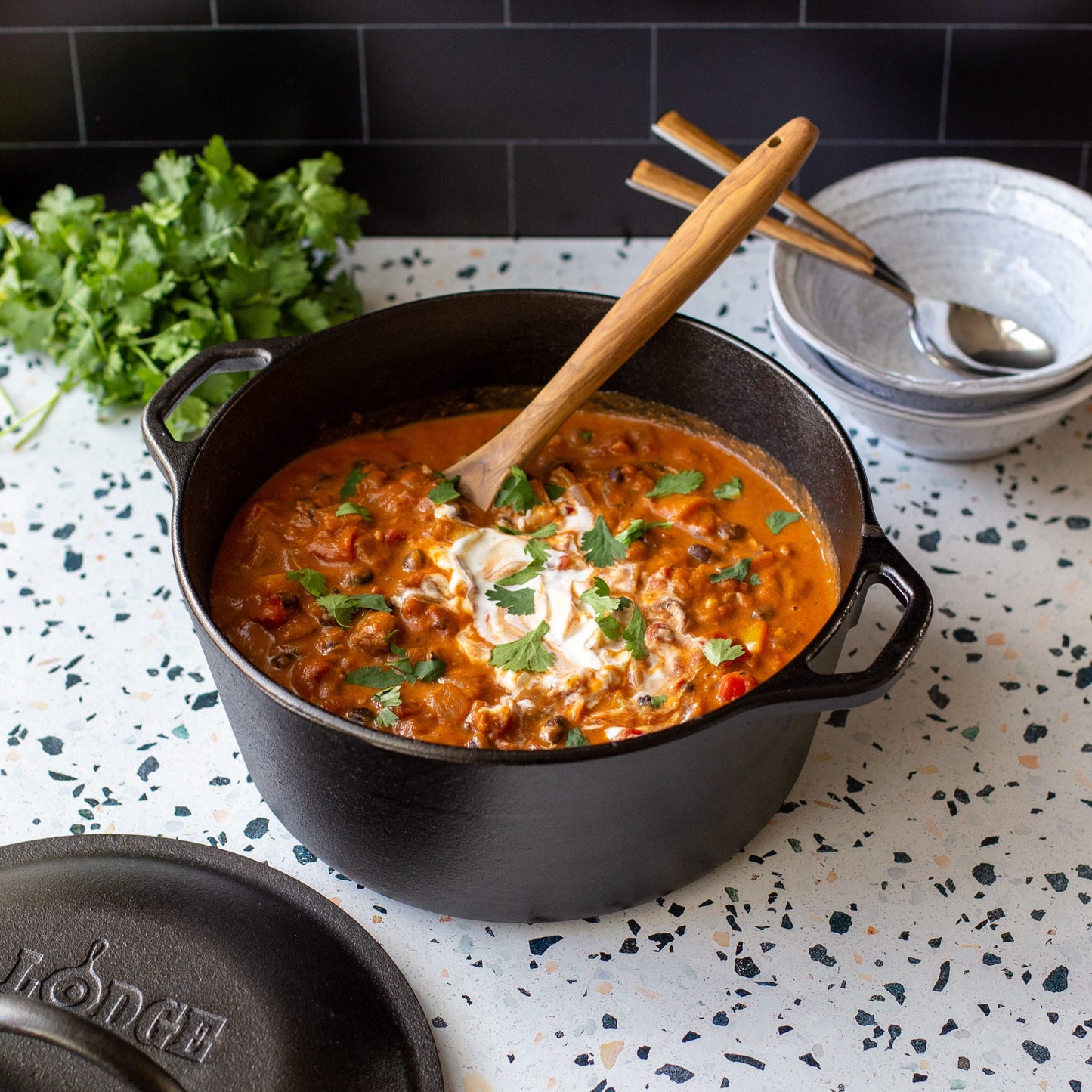 Pre-Seasoned 5 Quart Cast Iron Dutch Oven with Loop Handles and Cast Iron Cover