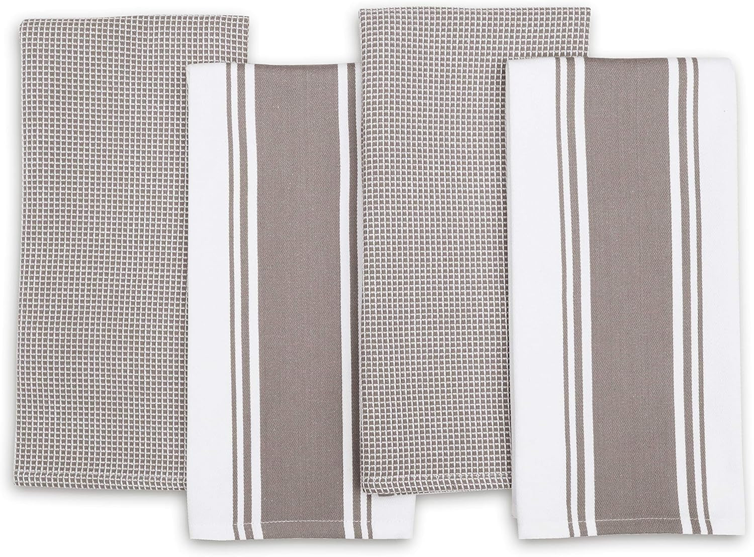 Cotton Kitchen Towels - Set of 4 Highly Absorbent, Ultra Soft Waffle Weave Tea Towel with Hanging Loop - 20X28 Inch Quick Drying Dish Cloths for Cleaning (Beige)