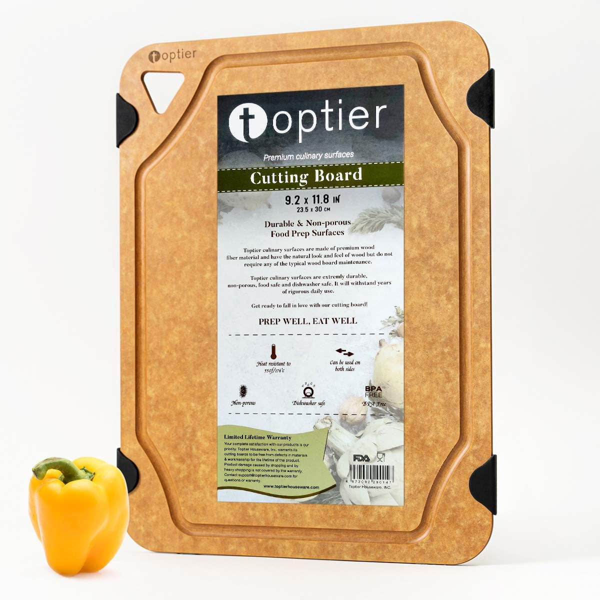 Cutting Board for Kitchen Dishwasher Safe, , Wood, Fiber , Eco-Friendly, Non-Slip, Juice Grooves, Non-Porous, BPA Free, Small, Silicone, 11.5 X 9.25-Inch, Natural Slate