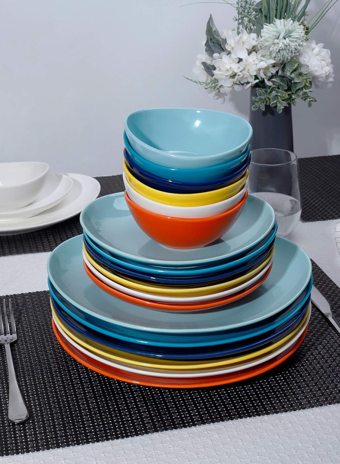 Porcelain Dessert Plates - 7.8 Inch Salad Plates, Small Plates Appetizer Plates Set of 6 - Dishwasher, Microwave, Oven Safe - Rainbow Palette Color