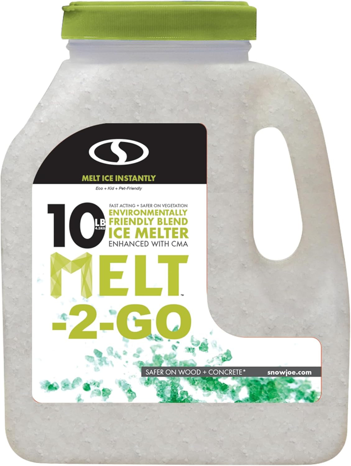 Amazon Exclusive, Melt-2-Go, Ice and Snow Melt, Fast Acting CMA Blended Ice Melter, Effective at Sub Zero -10 Degree Temperature, 10-Pound Jug, Packaging May Vary