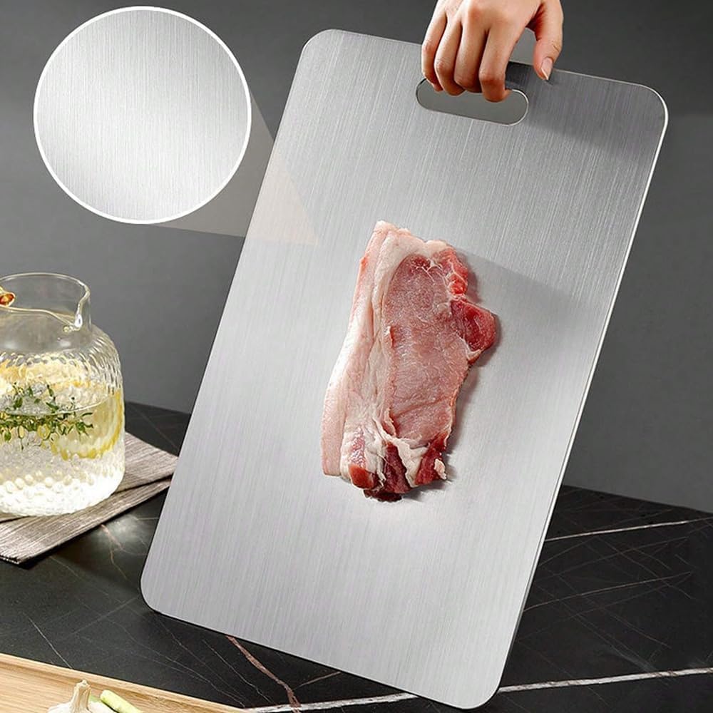 Professional Titanium Cutting Board - 100% Pure Medical-Grade Titanium, Double-Sided Design for Enhanced Hygiene and Durability, Easy to Clean (12"L x 9"W)