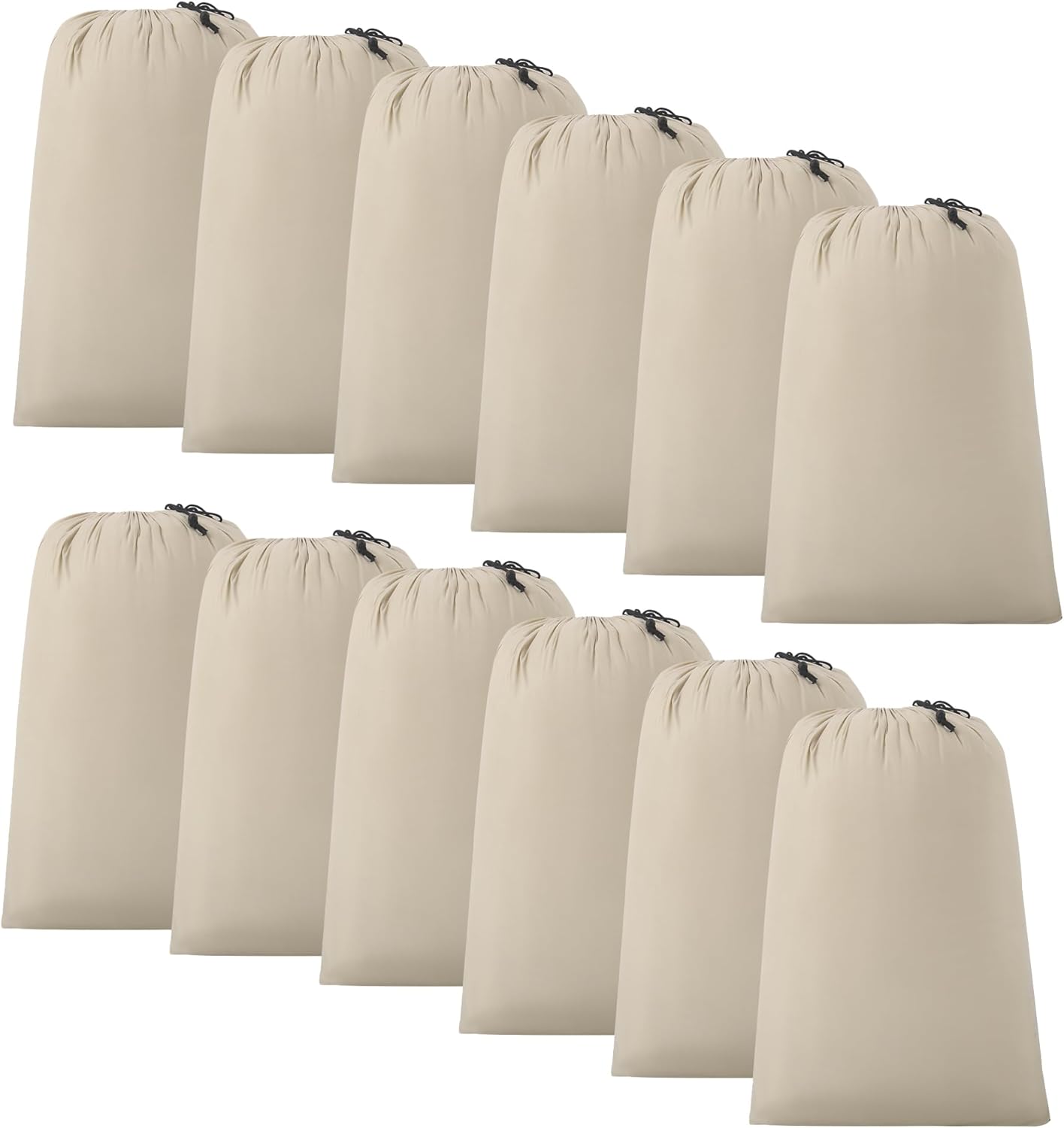 12 Pack Extra Large Heavy Duty Laundry Bags with Drawstring - 40" x 30" Khaki Bulk Bags for Travel & Dirty Clothes Storage