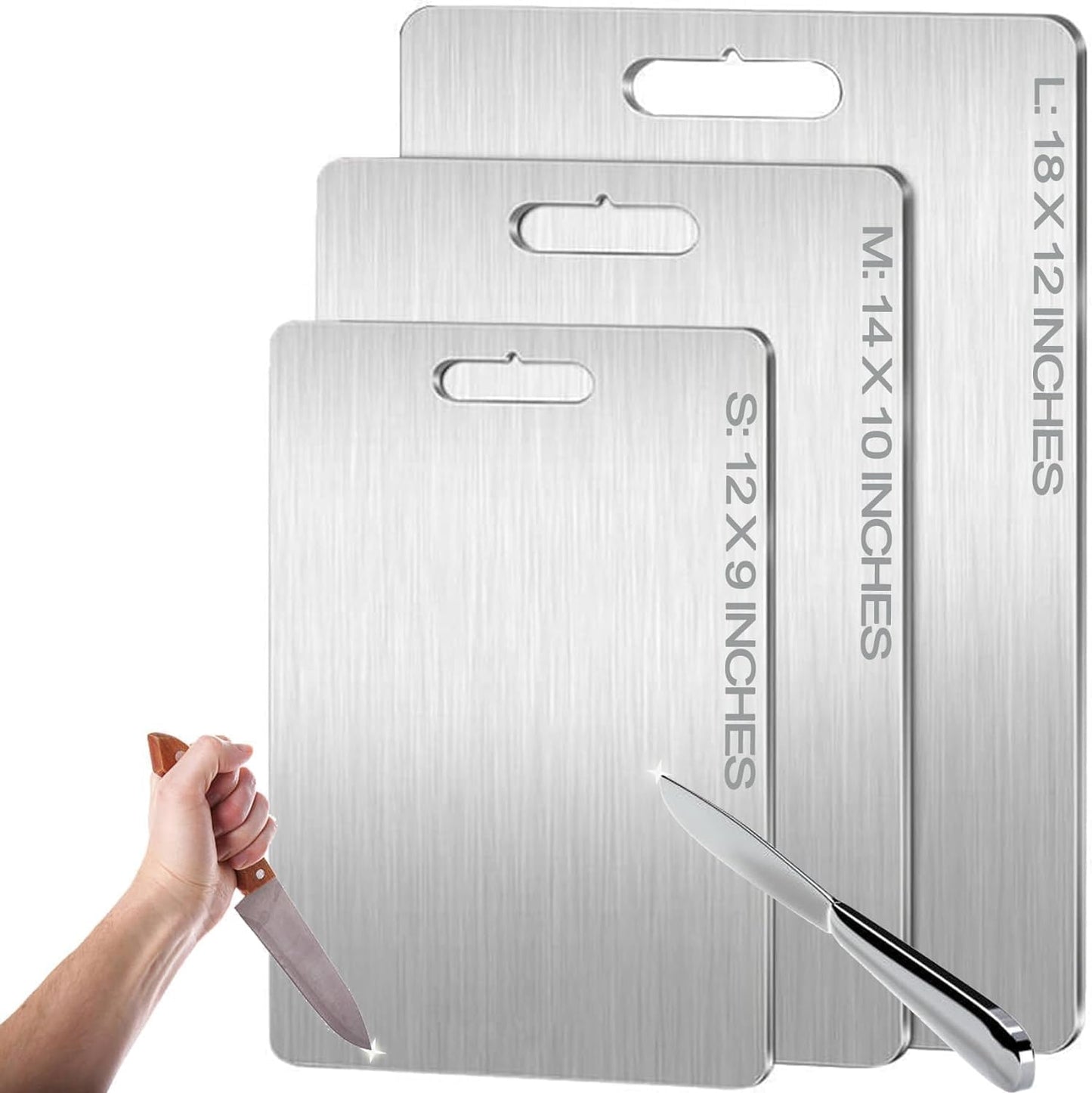 Professional Titanium Cutting Board - 100% Pure Medical-Grade Titanium, Double-Sided Design for Enhanced Hygiene and Durability, Easy to Clean (12"L x 9"W)