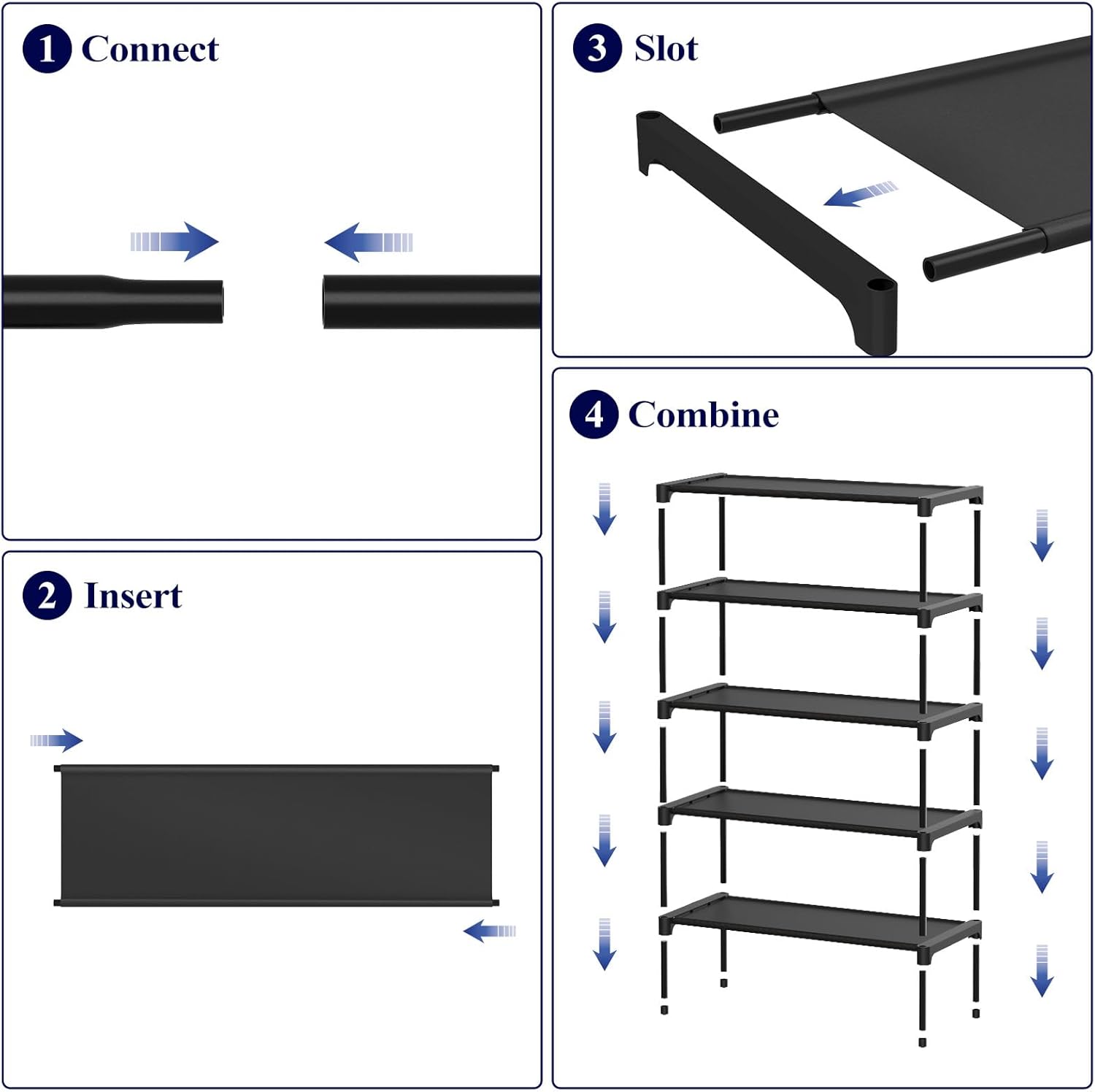 Premium Non-Woven 2X-Large Shoe Rack - Sturdy & Stackable Organizer for Closet, Entryway, Garage & Corridor - Sleek Black Design