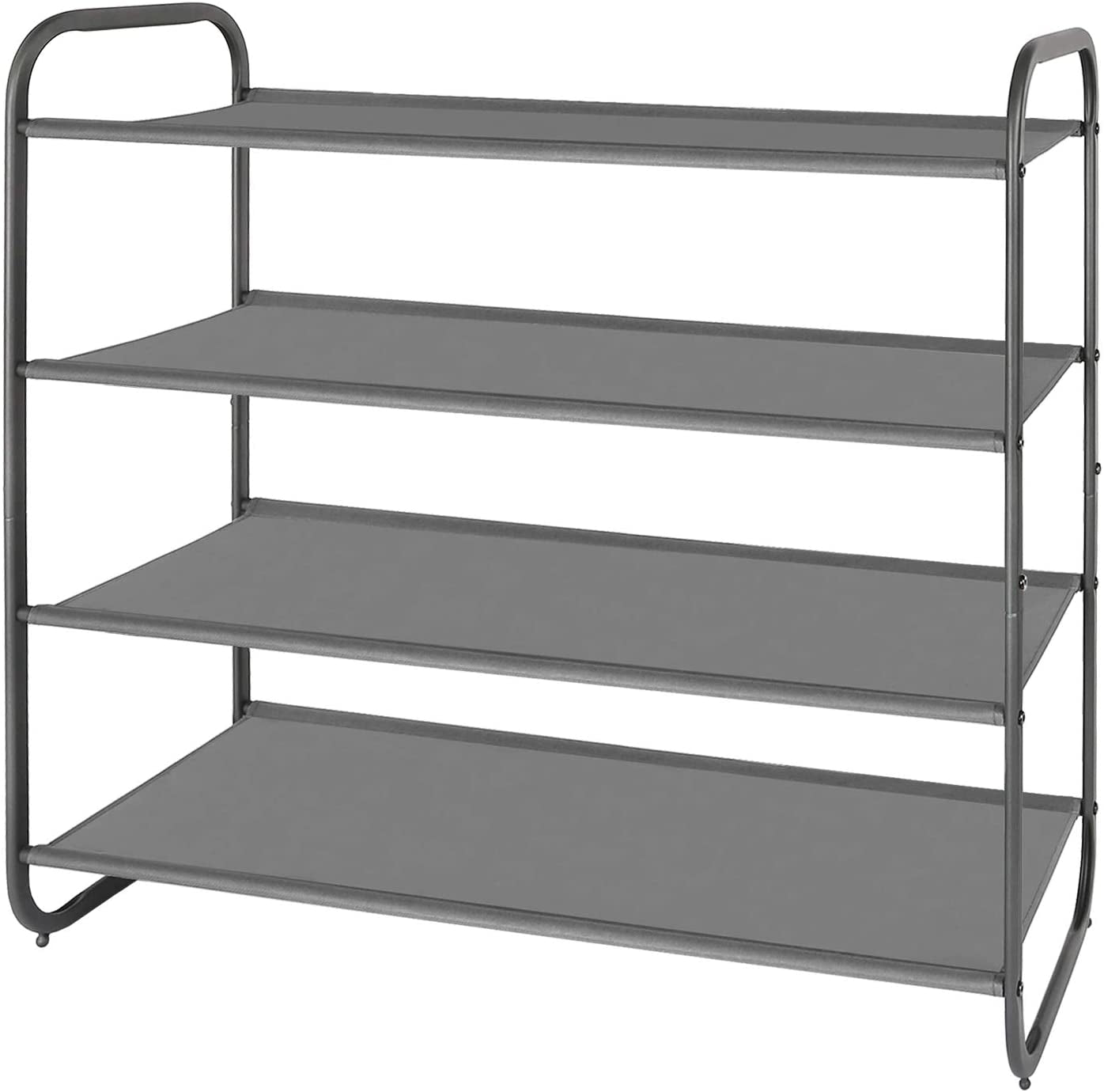 4 Tier Shoe Rack Storage Organinzer 4 Shelf Shoe Rack Organizer，Entrance Fabric Shoe Shelf Small for Closet Entryway Hallway Bedroom(Dark Grey)