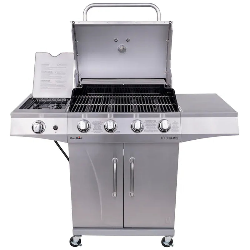 Performance Series Silver 4-Burner Liquid Propane Gas Grill with 1 Side Burner