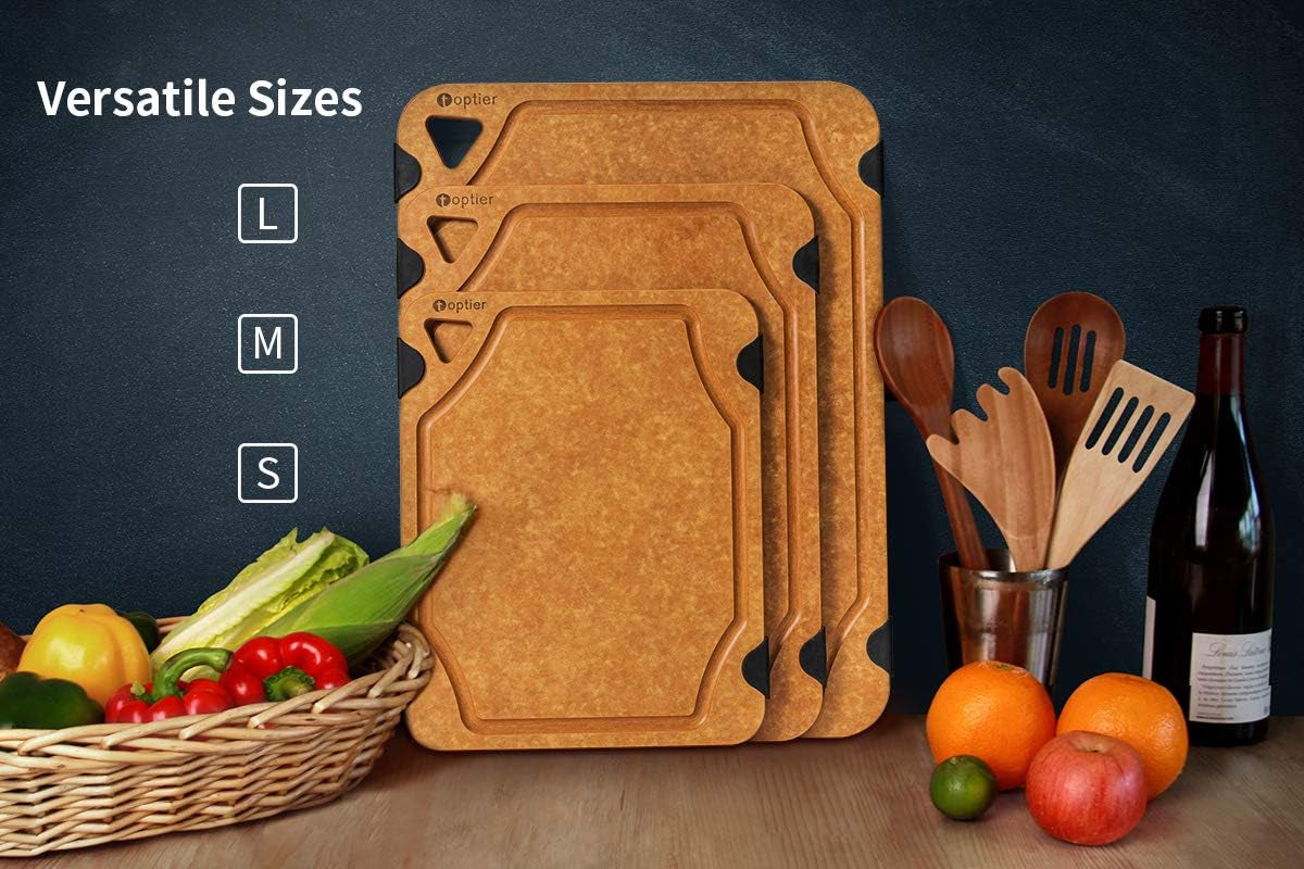 Cutting Board for Kitchen Dishwasher Safe, , Wood, Fiber , Eco-Friendly, Non-Slip, Juice Grooves, Non-Porous, BPA Free, Small, Silicone, 11.5 X 9.25-Inch, Natural Slate