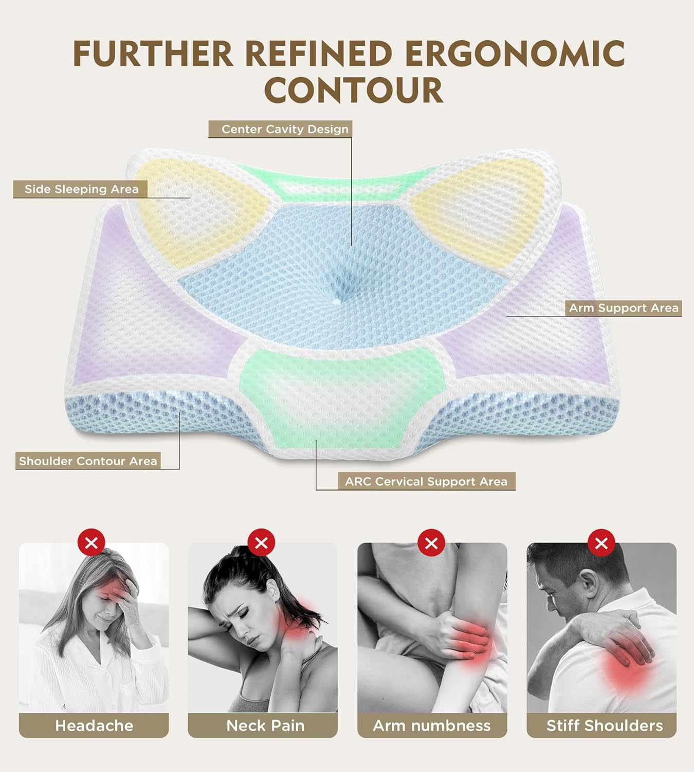 Ultimate Cervical Pillow for Neck Pain Relief - Adjustable Odorless Memory Foam with Cooling Case for Side & Back Sleepers