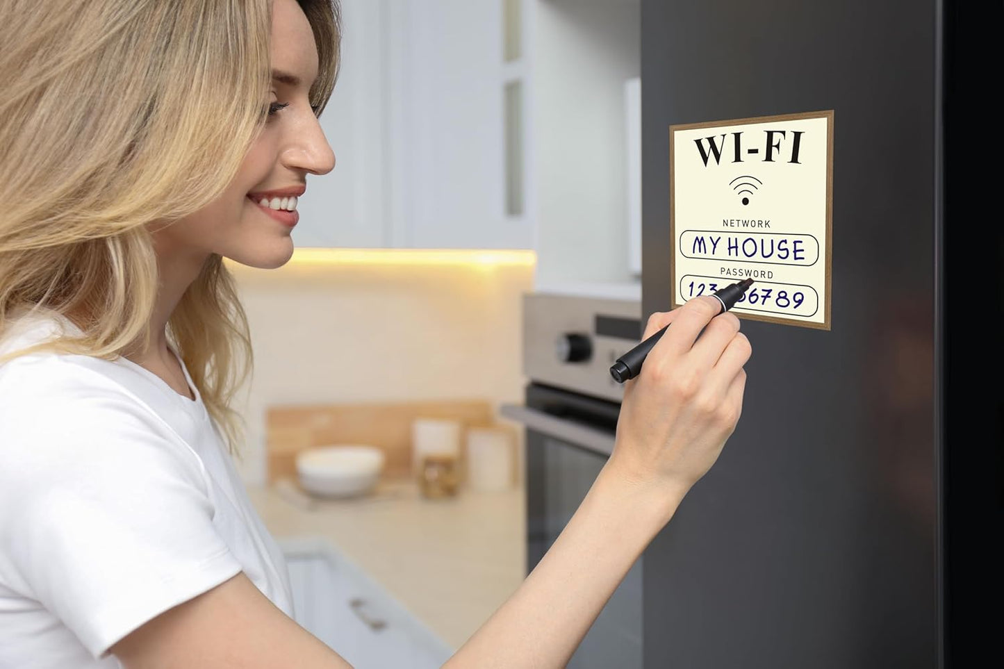 2 Pack Wifi Magnets - Dry Erase Signs for Airbnb Hosts, Perfect for your Airbnb guests, 4.5x5 Inch Design