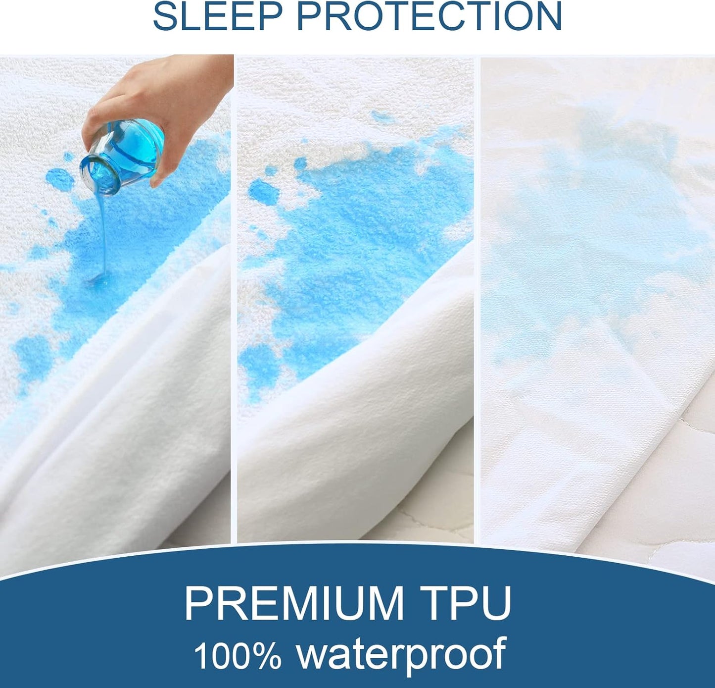 Premium Waterproof Queen Mattress Protector - Absorbent Fitted Sheet with 18'' Deep Pocket, Terry Machine Washable for Ultimate Protection