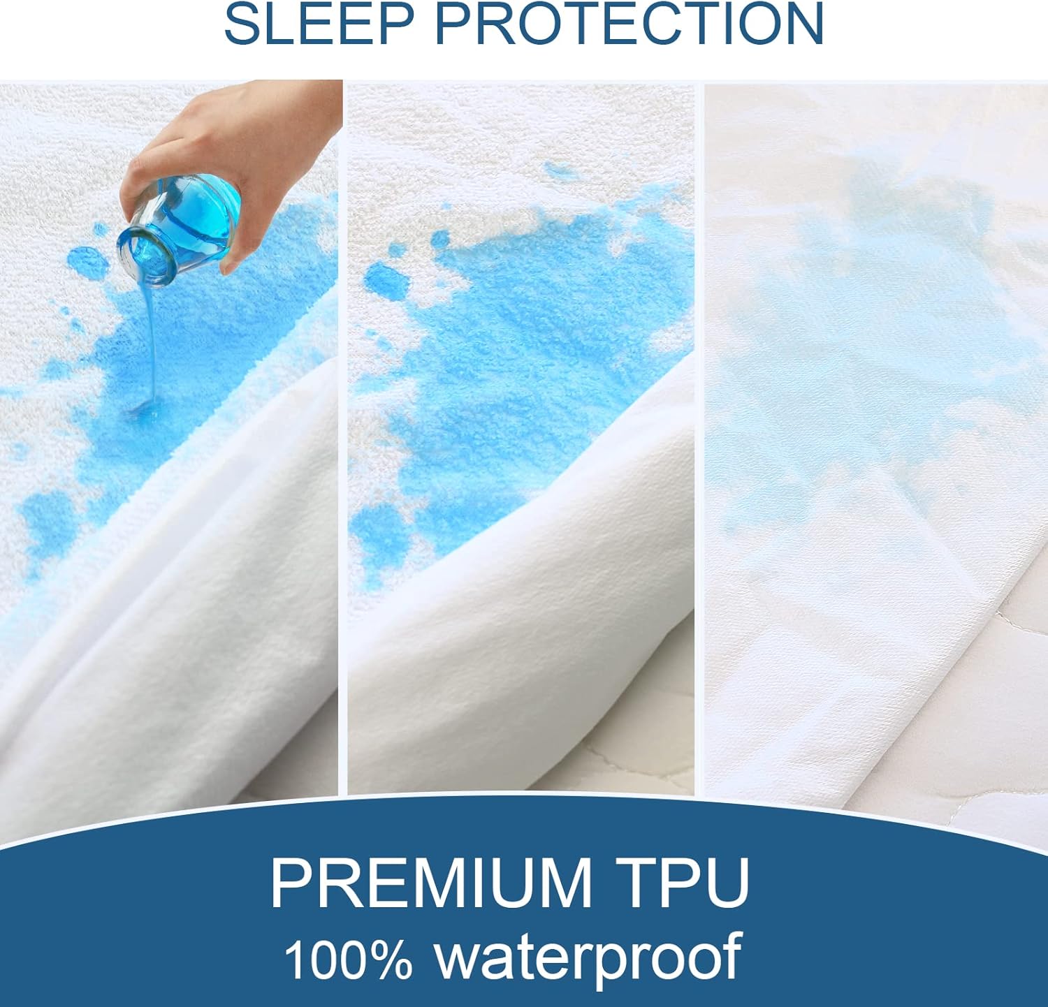 Premium Waterproof Queen Mattress Protector - Absorbent Fitted Sheet with 18'' Deep Pocket, Terry Machine Washable for Ultimate Protection