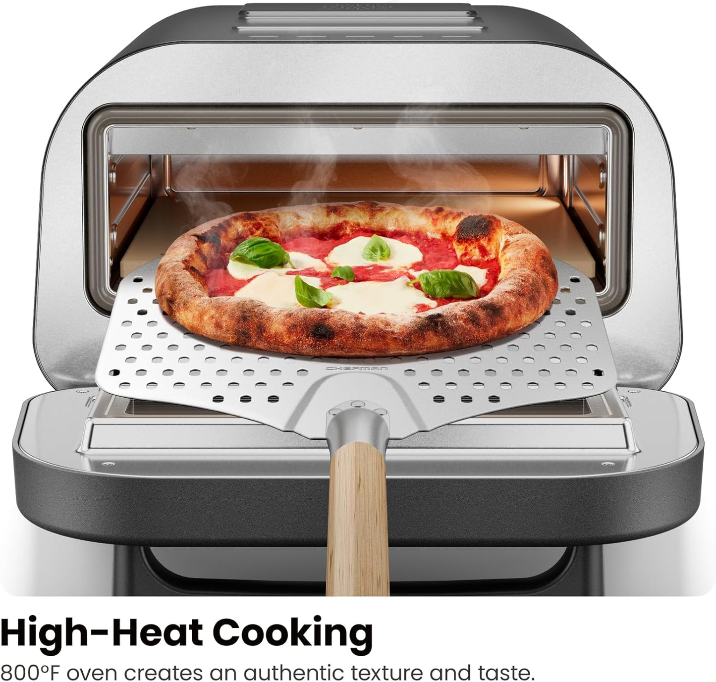 Transform Your Home Cooking with Our Indoor Pizza Oven - Perfect 12-Inch Pizzas in Minutes, 800°F Heat, Touchscreen Presets & Pizza Stone Included - Sleek Stainless Black Finish