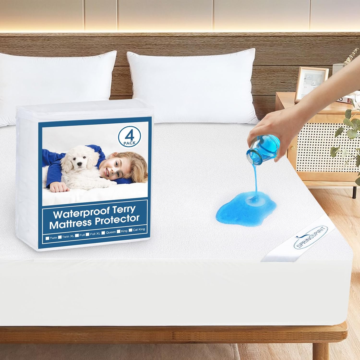 Premium Waterproof Mattress Protectors - 4 Pack Ultra Soft Terry Fitted Bed Covers, Breathable & Machine Washable, Fits Up to 14"