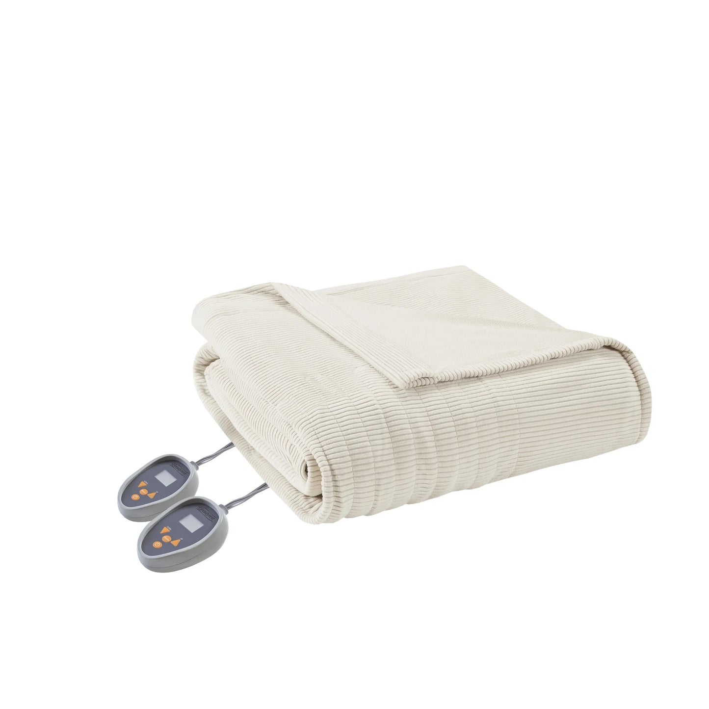 Electric Micro Fleece Heated Solid Blanket, Twin, Ivory