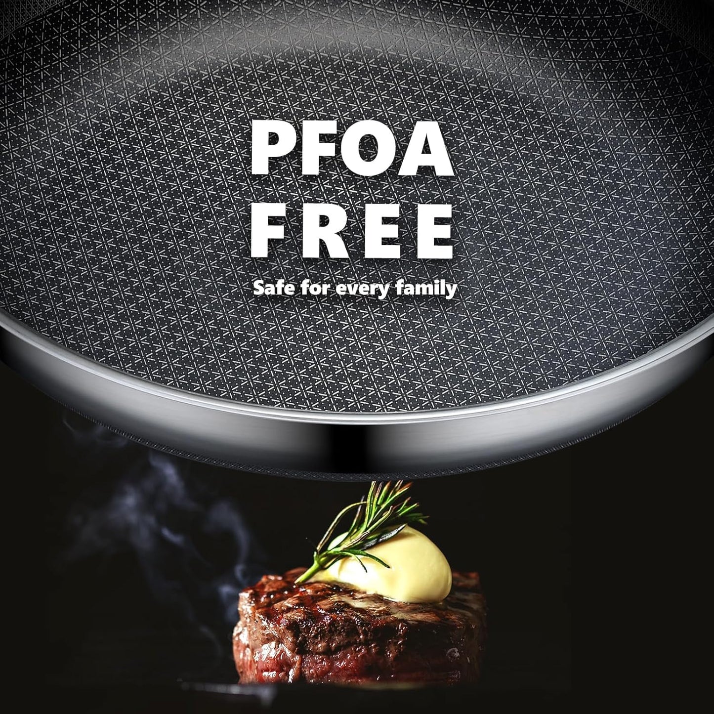 Premium 12-Inch Non-Stick Frying Pan with Lid - Versatile Stainless Steel Skillet, Dishwasher & Oven Safe, PFOA Free, Induction Compatible Cookware