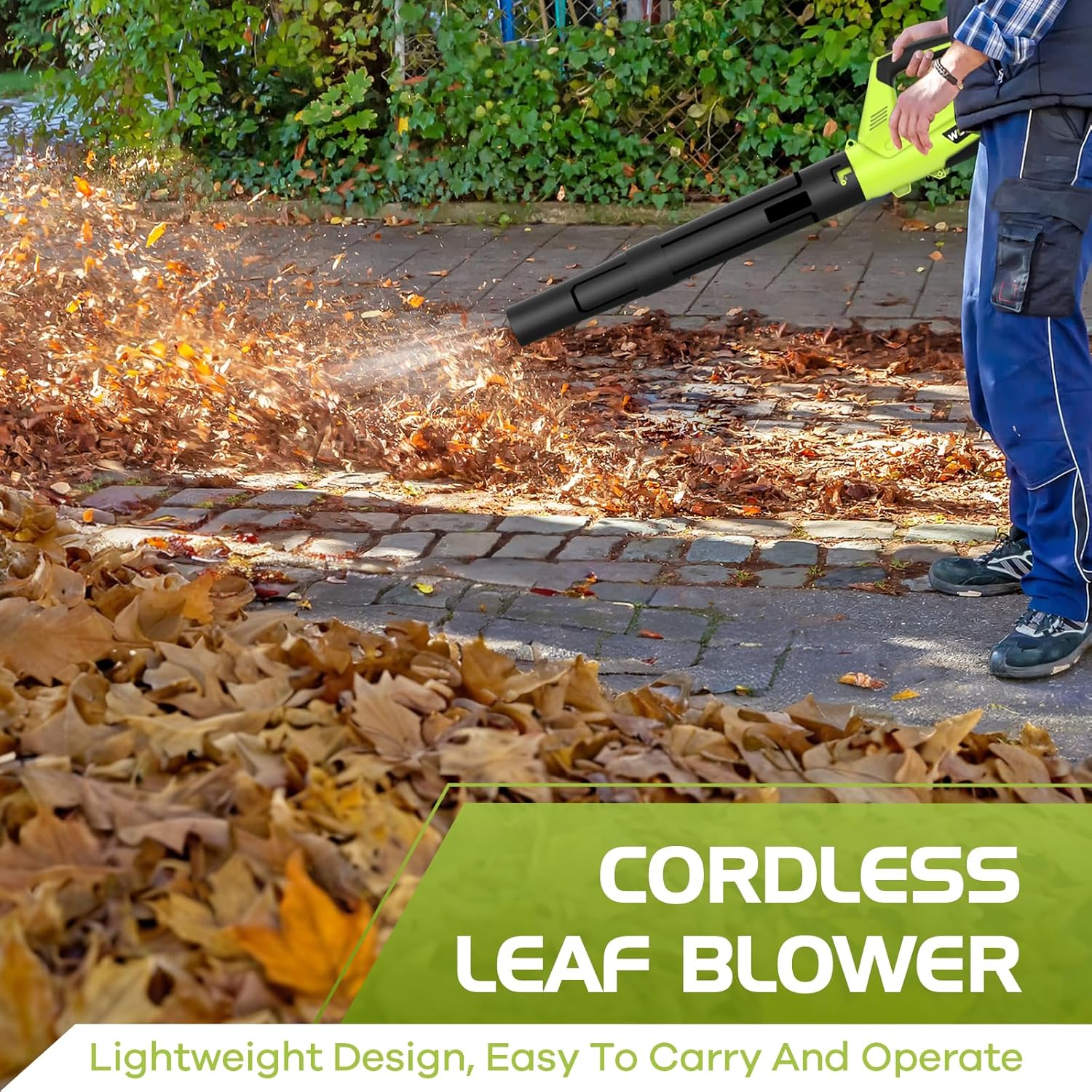 Electric Cordless Leaf Blower with Dual Batteries and Charger, Two Speed Settings, Lightweight Design for Leaves, Patio, Lawn Care, and Dust Removal