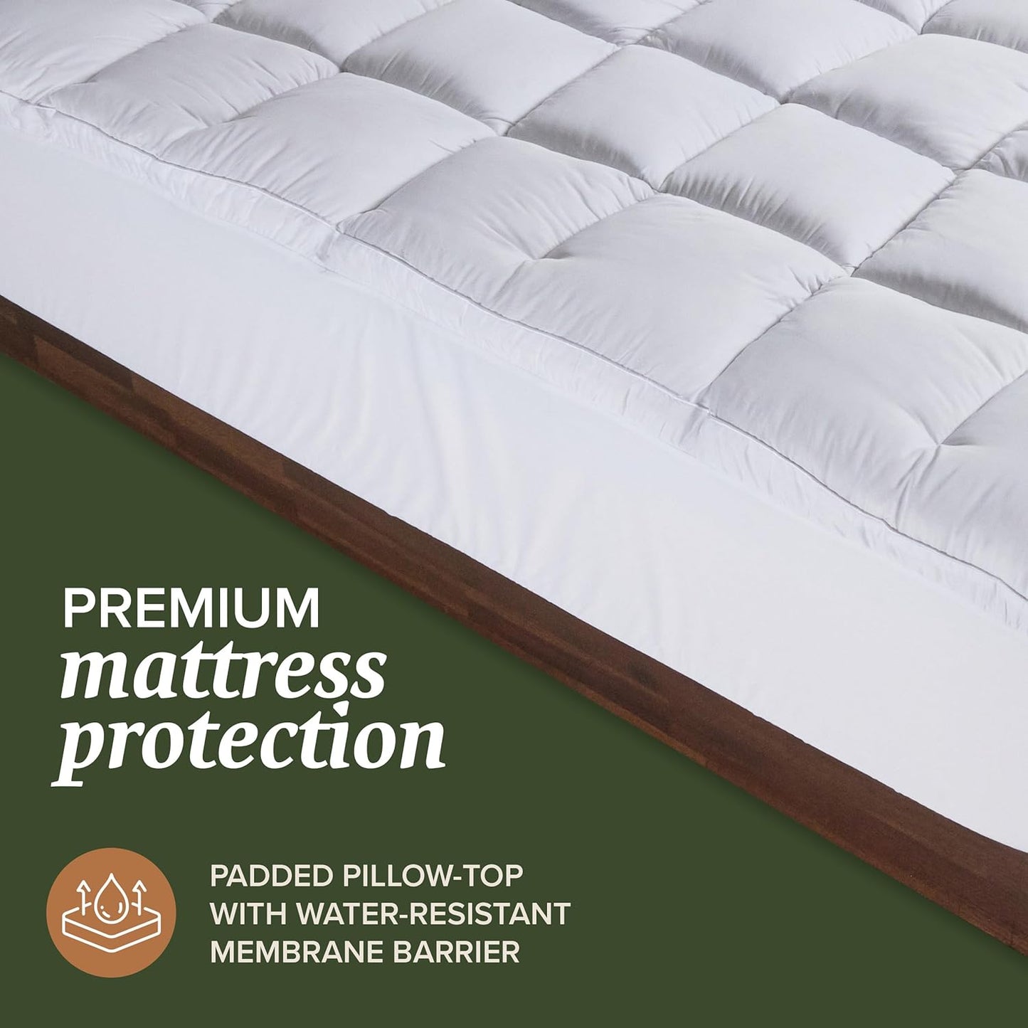 Luxurious Queen Size Hybrid Mattress Protector & Plush Pillow Top Pad - Extra Padded Fitted Mattress Topper for Ultimate Comfort