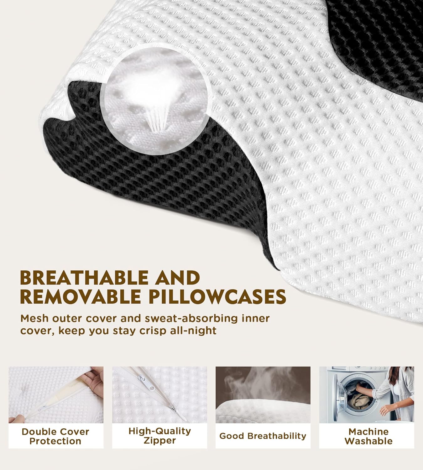 Ultimate Cervical Pillow for Neck Pain Relief - Adjustable Odorless Memory Foam with Cooling Case for Side & Back Sleepers