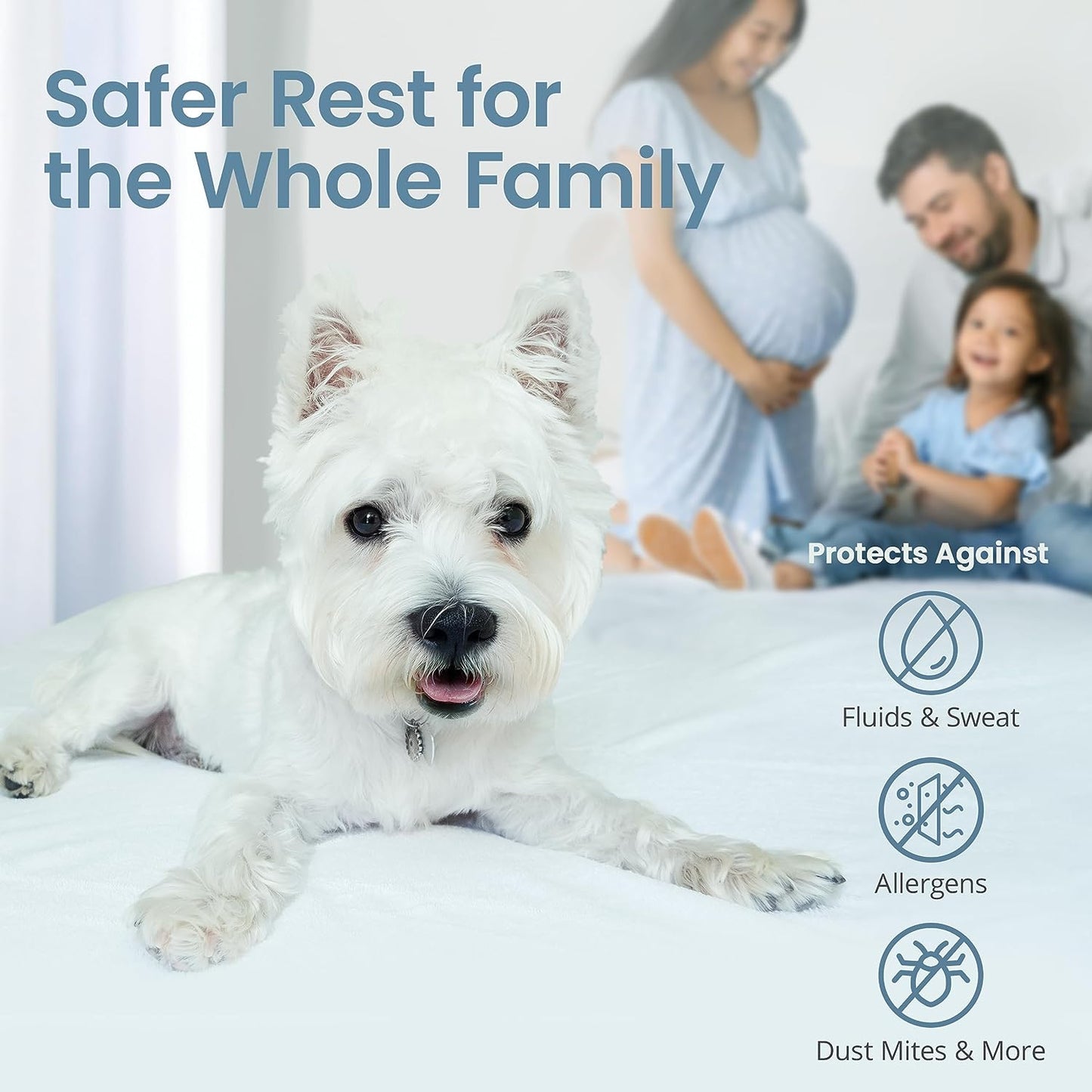 Ultimate Waterproof Mattress Protector - Stretchable Fitted Design, Machine Washable Cotton - Perfect for Airbnb Hosts!