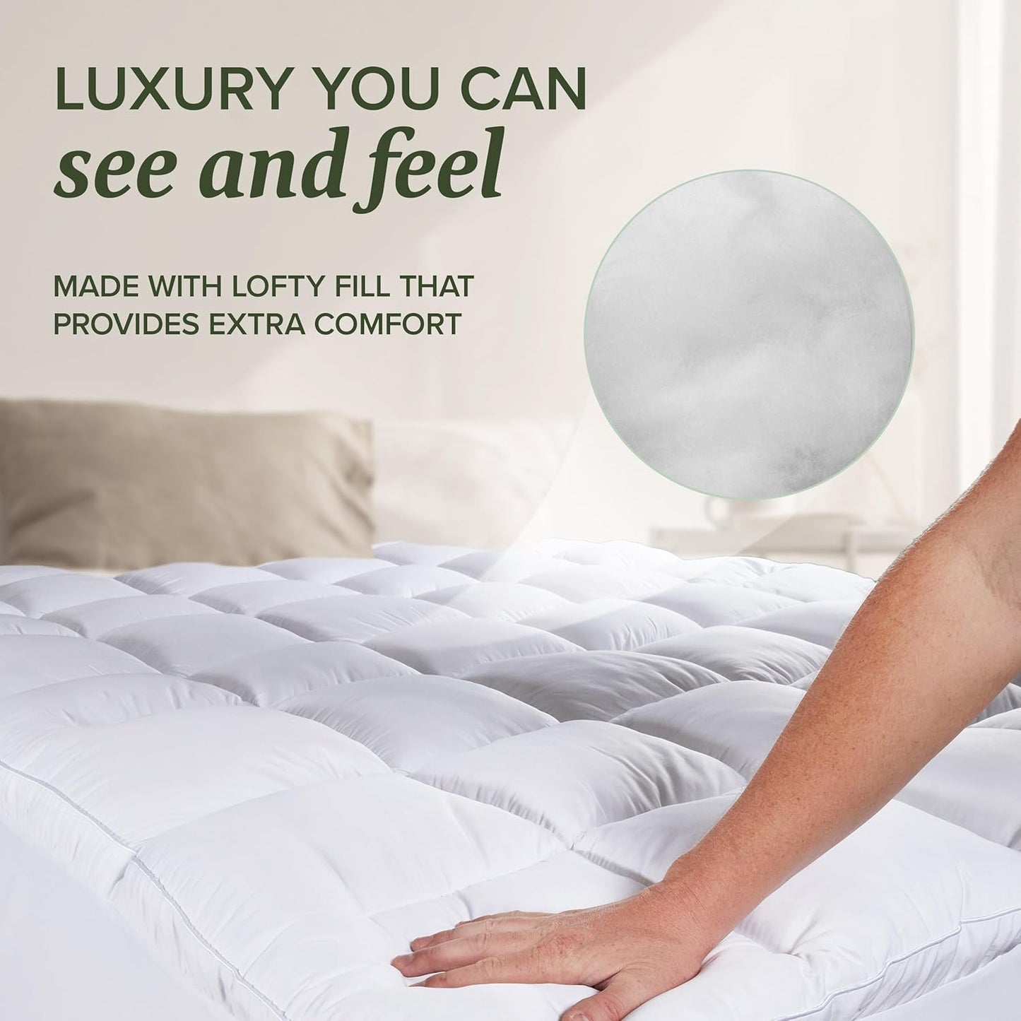 Luxurious Queen Size Hybrid Mattress Protector & Plush Pillow Top Pad - Extra Padded Fitted Mattress Topper for Ultimate Comfort