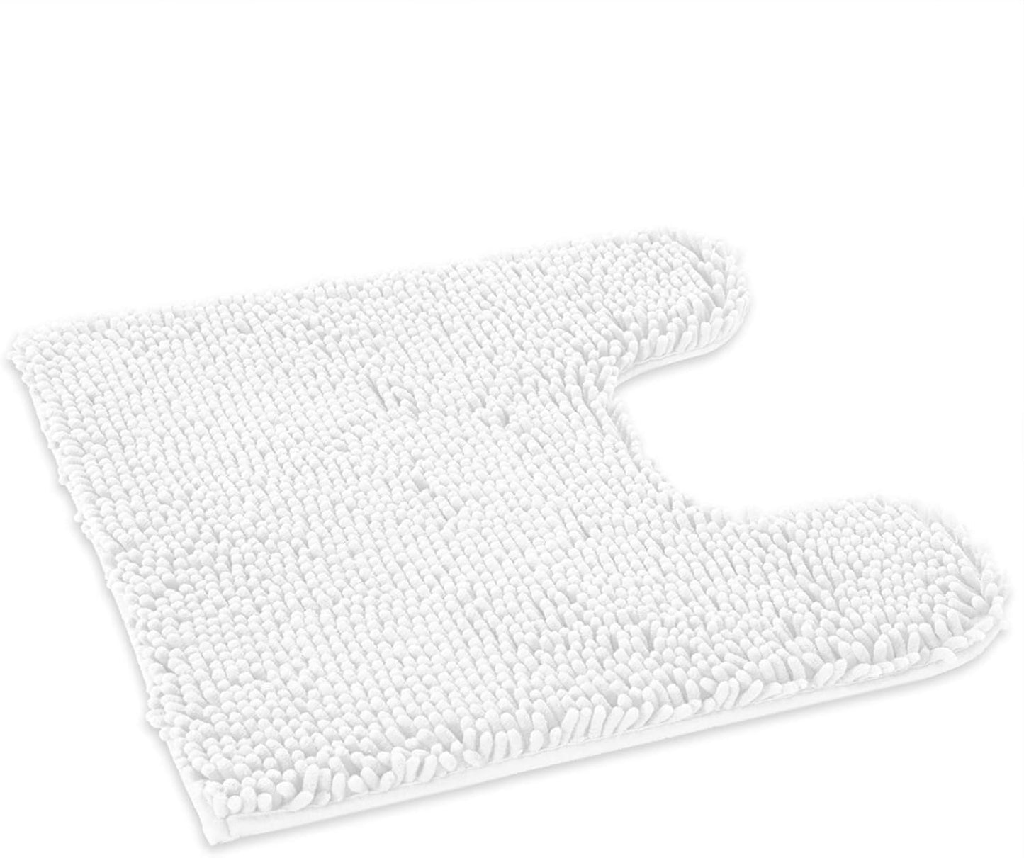 Non-Slip Shaggy Chenille Toilet Contour Bathroom Rug with Water Absorbent, 24 X 21 Inches U-Shaped White