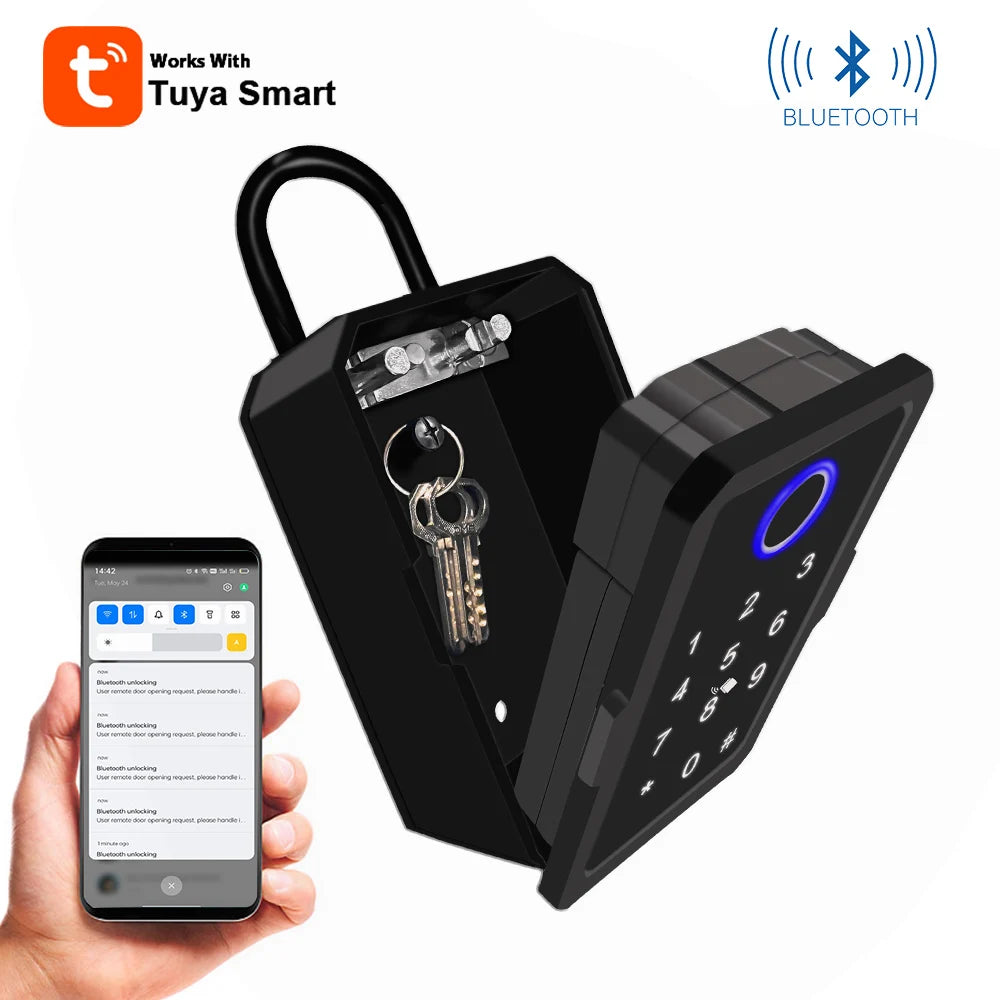 Smart Fingerprint Key Box - Secure Digital Lockbox for Airbnb Rentals with Combination Code & IC Card Access