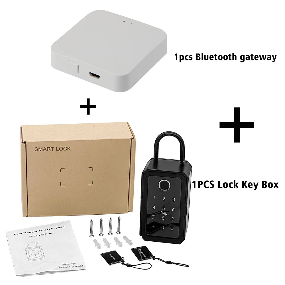 Smart Fingerprint Key Box - Secure Digital Lockbox for Airbnb Rentals with Combination Code & IC Card Access