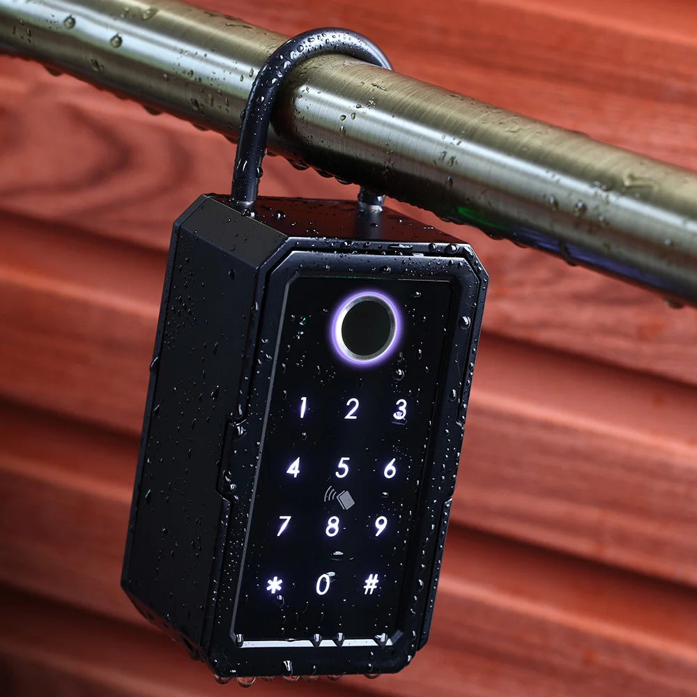 Smart Fingerprint Key Box - Secure Digital Lockbox for Airbnb Rentals with Combination Code & IC Card Access