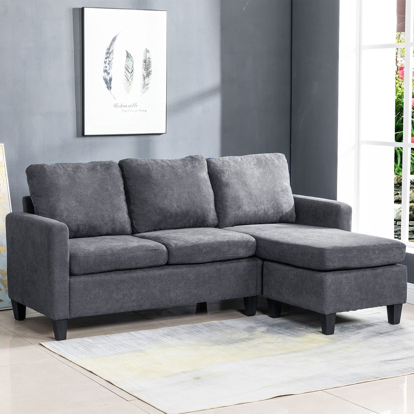 Sofa Sectional Sofa Furniture Set Futon Sofa Modern Convertible L-Shaped Couches Sofa Set Fabric Sofa Corner Sofa with Upholstered Contemporary for Living Room,Grey