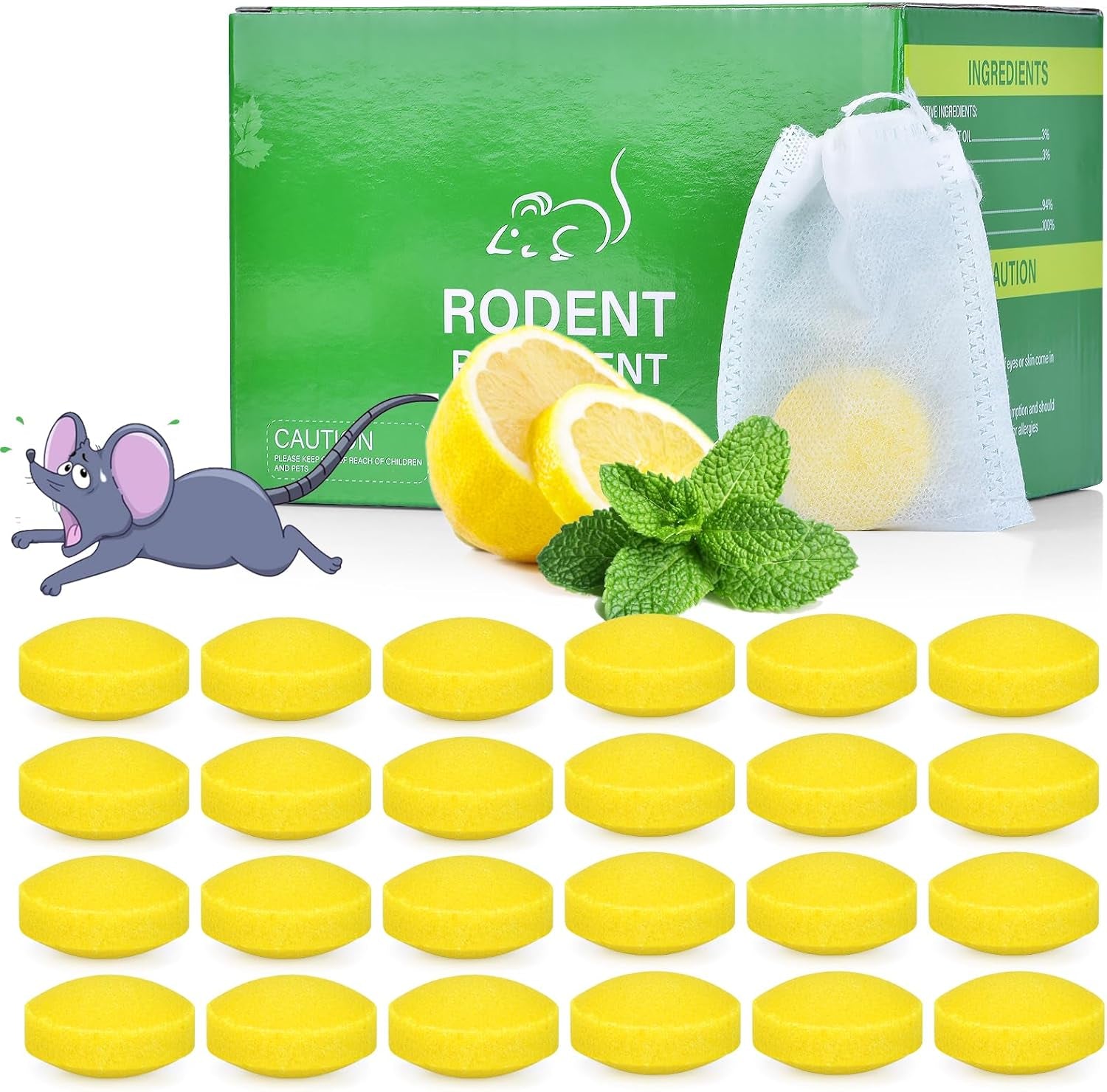 Mice Be Gone: 24 Peppermint Lemon Scented Ninja Stars for Squirrels, Rats, and Creepy Crawlies – Safe for Your Family, But Not for Your Furry Foes!