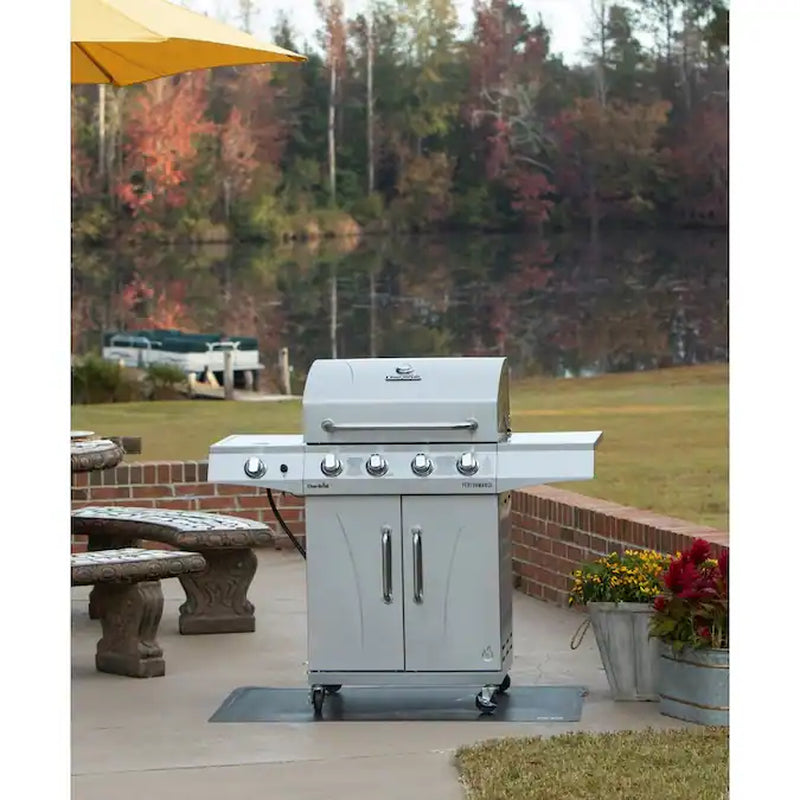 Performance Series Silver 4-Burner Liquid Propane Gas Grill with 1 Side Burner