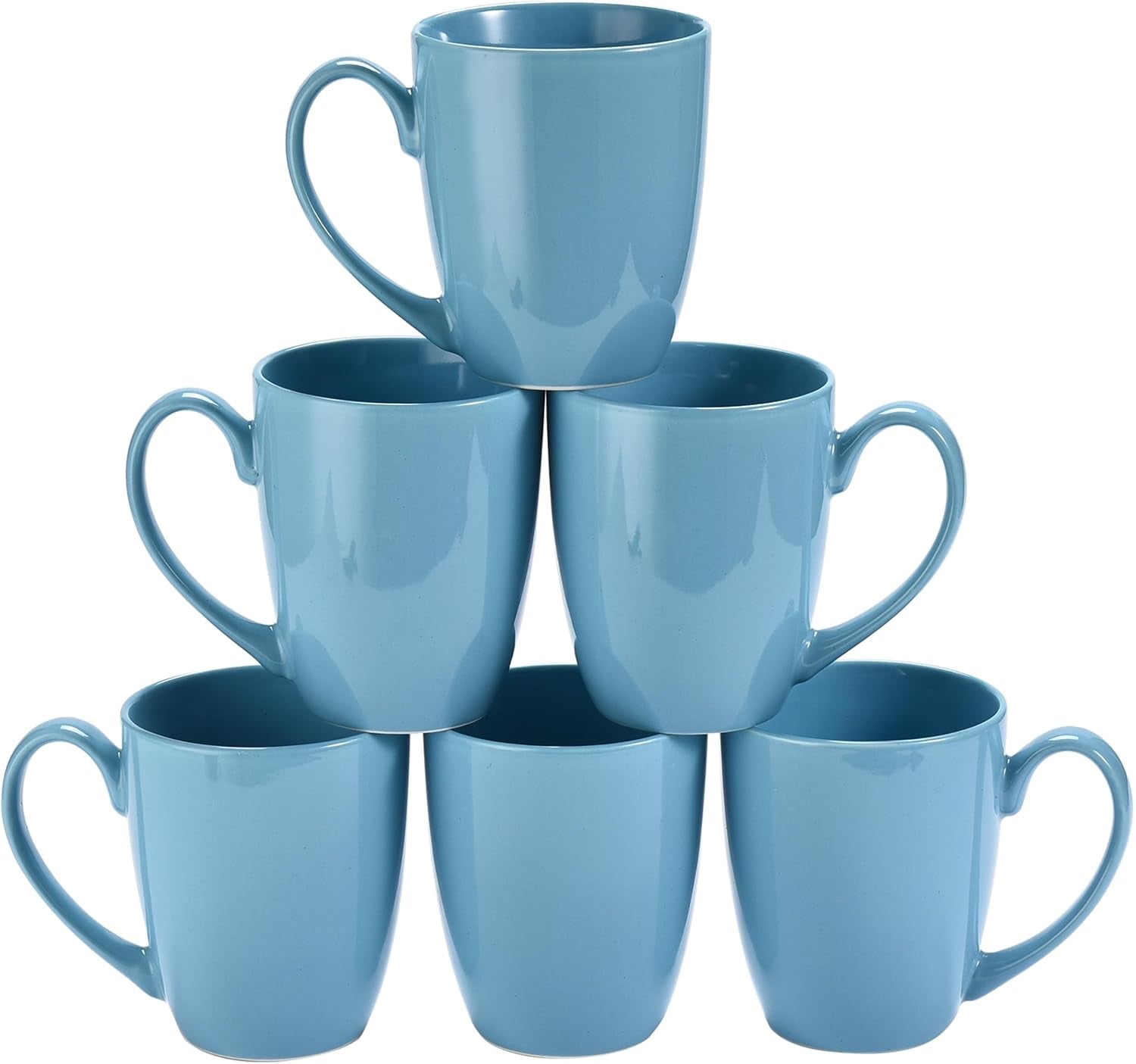 Ceramic Coffee Mug Set of 6 - Unique Coffee and Tea Mug Set - Coffee Cups Ceramic, Microwavable Mug - Hot Tea and Coffee Cup - Dishwasher and Microwave Safe Bulk Coffee Mugs - Blue