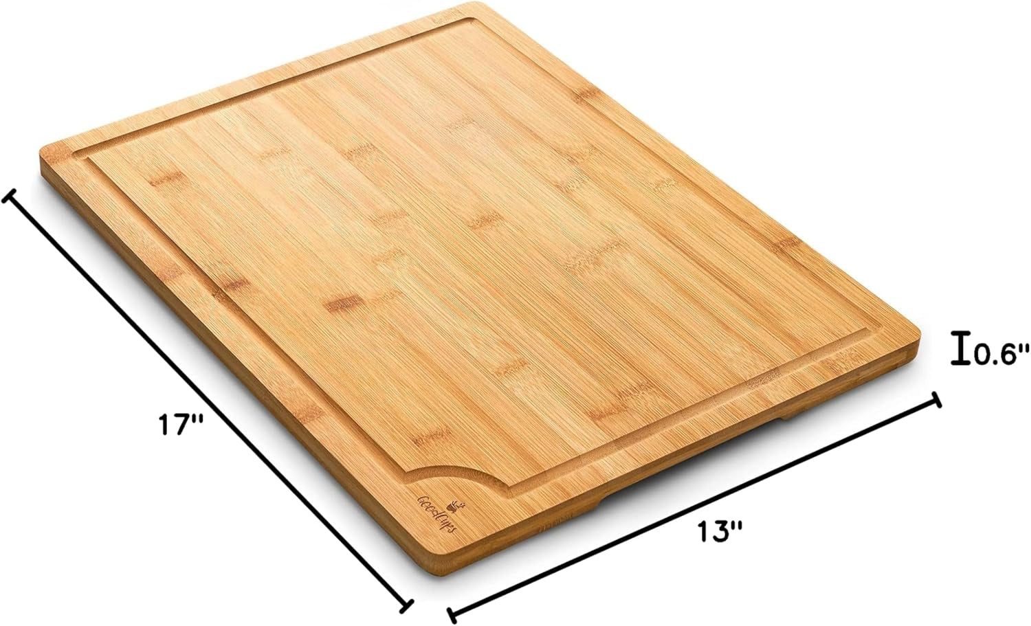 Turkey Cutting Board – 17 X 13 X 0.6 Inch Extra Large Bamboo Carving Board – All Natural Wood Board for Kitchen – Eco-Friendly and Durable – Easy to Wash