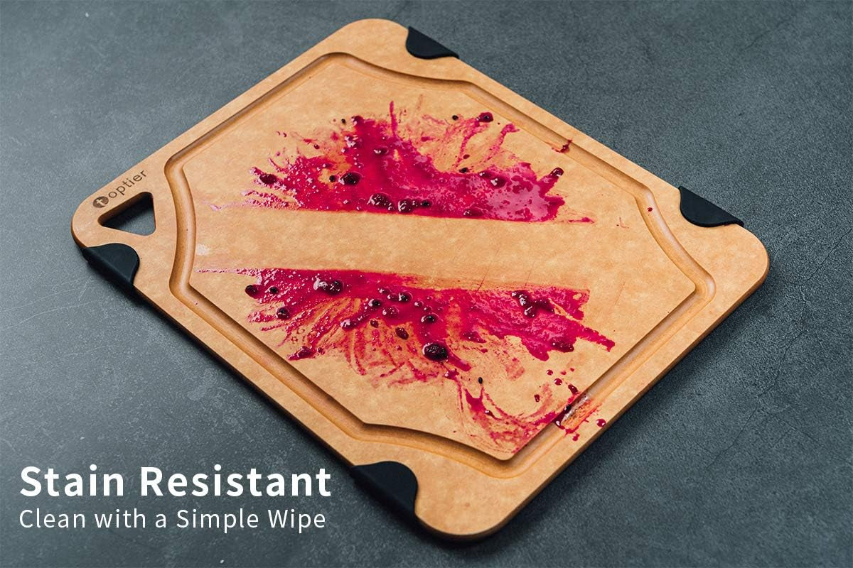 Cutting Board for Kitchen Dishwasher Safe, , Wood, Fiber , Eco-Friendly, Non-Slip, Juice Grooves, Non-Porous, BPA Free, Small, Silicone, 11.5 X 9.25-Inch, Natural Slate